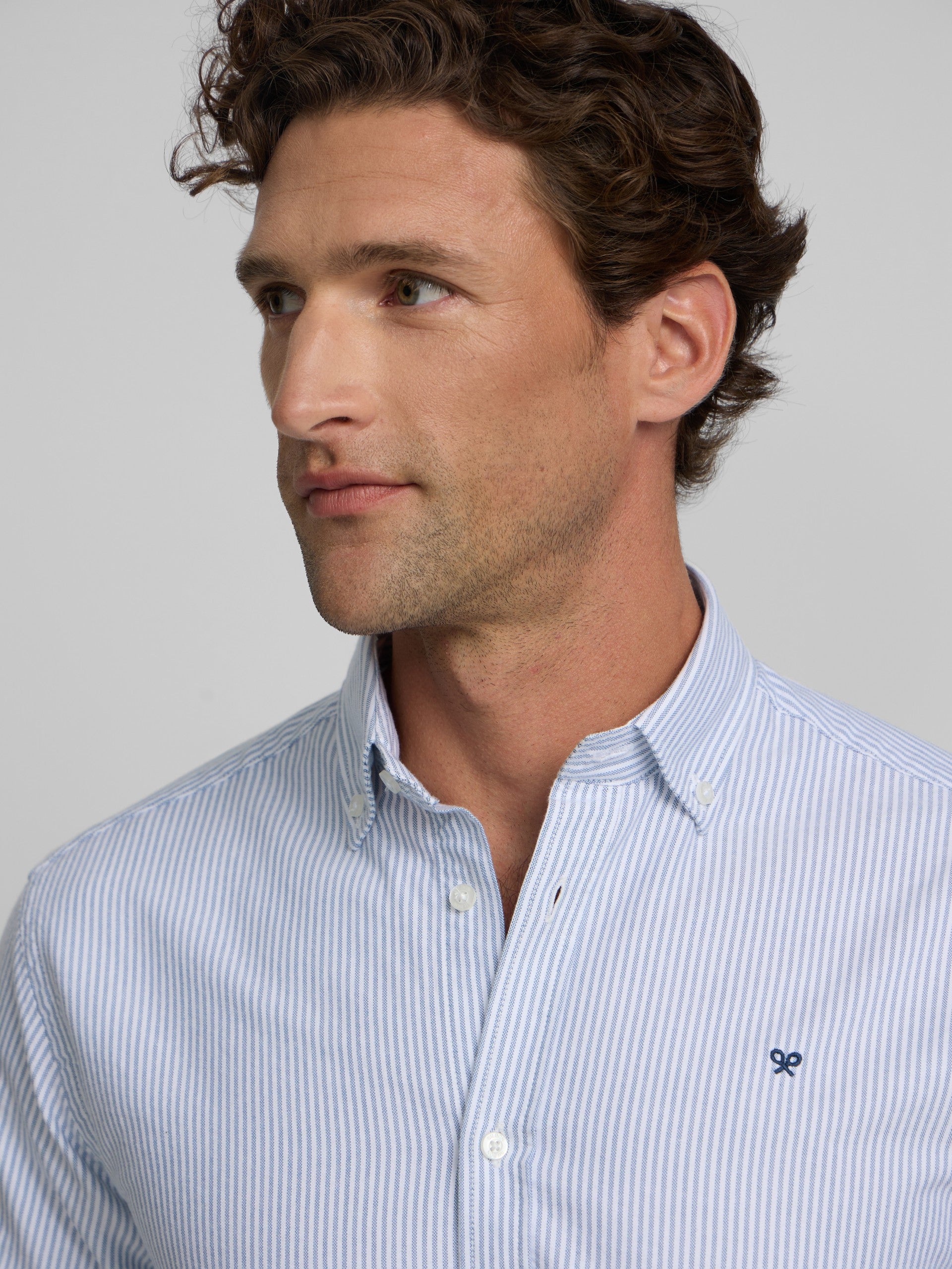 Camisa sport oxford rayas azul