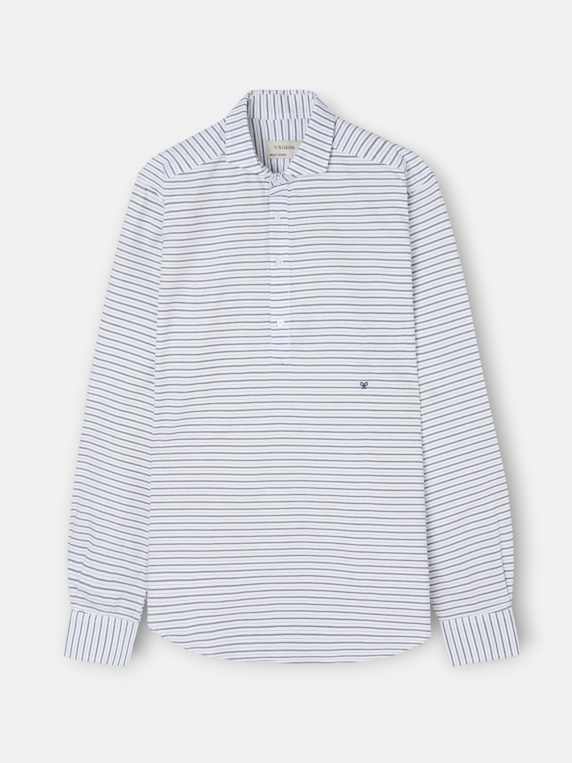 Polera sport oxford rayas multicolor azules
