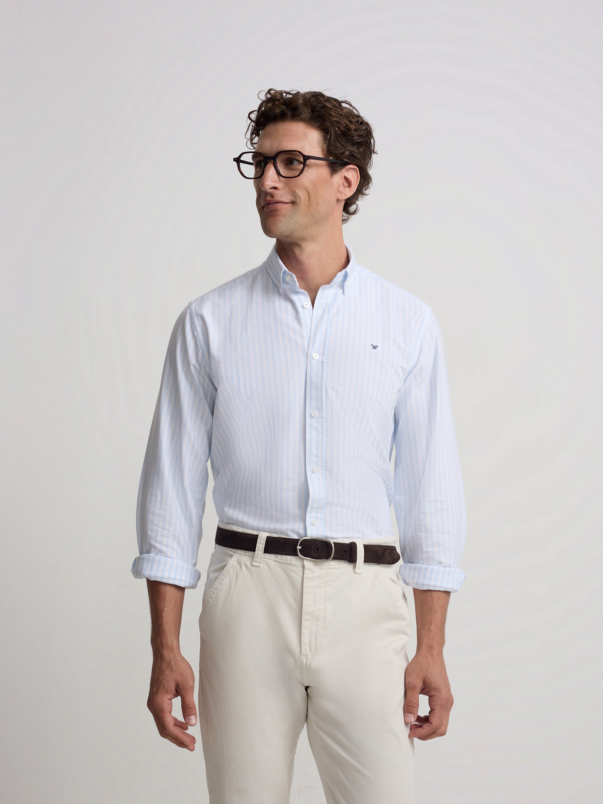 Camisa sport oxford raya media celeste