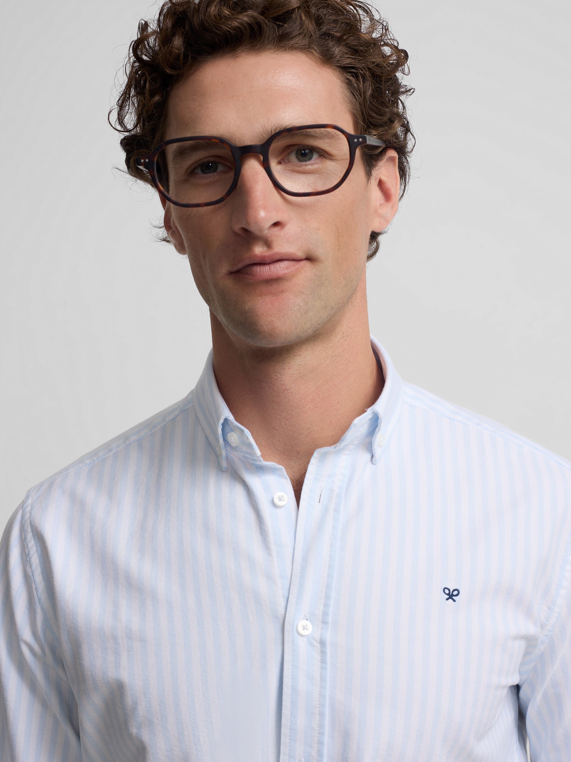 Camisa sport oxford raya media celeste