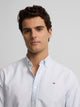 Camisa sport oxford riscas brancas azul claro
