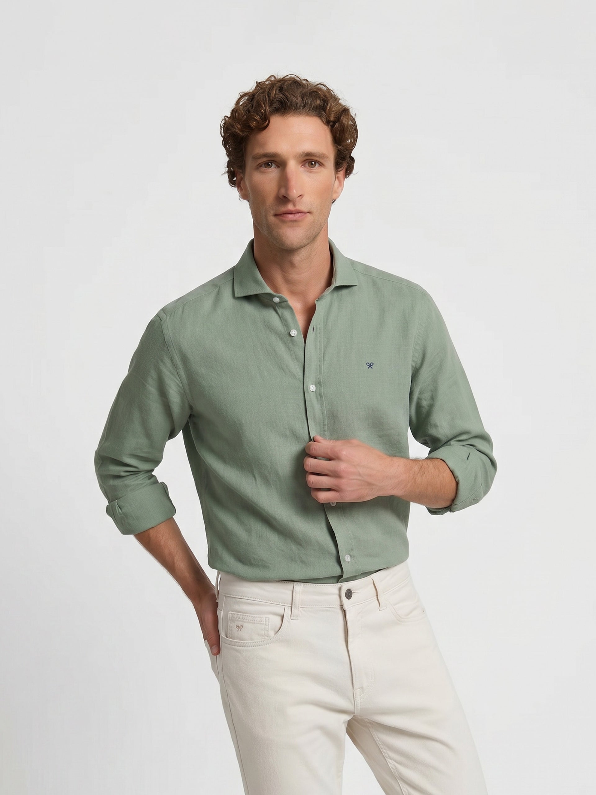 Camisa sport lino green