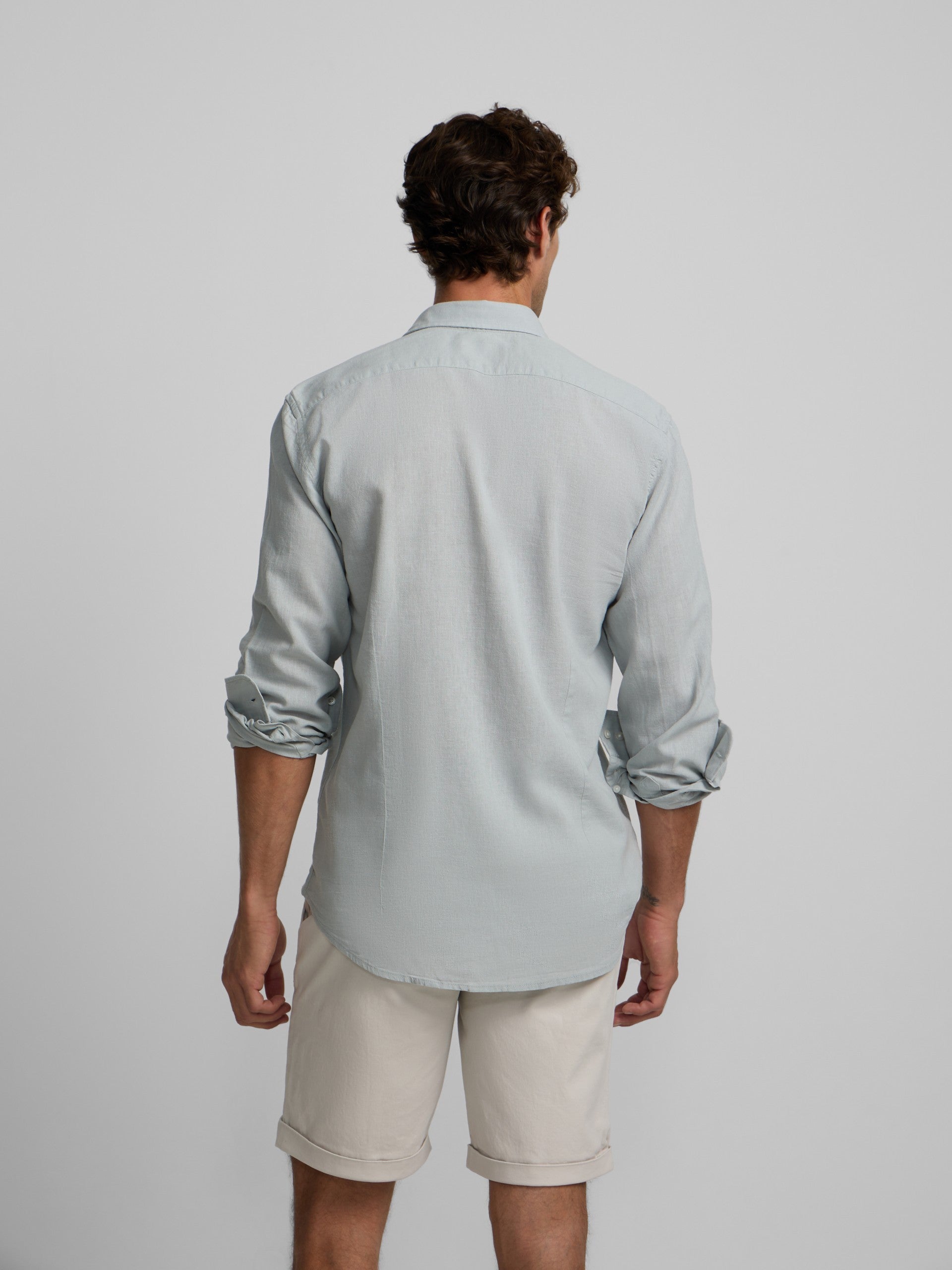 Camisa sport lino verde claro