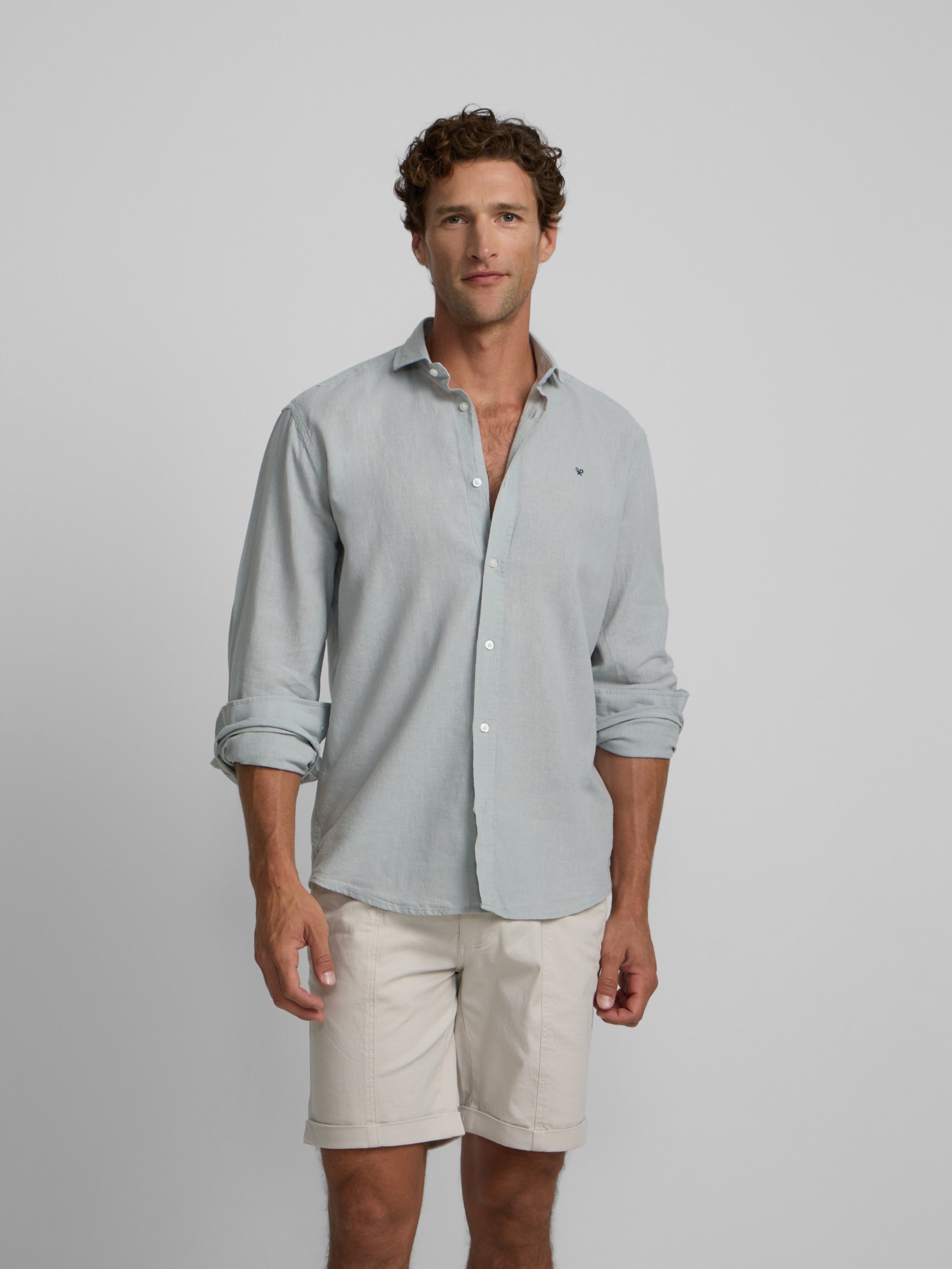 Camisa sport lino verde claro