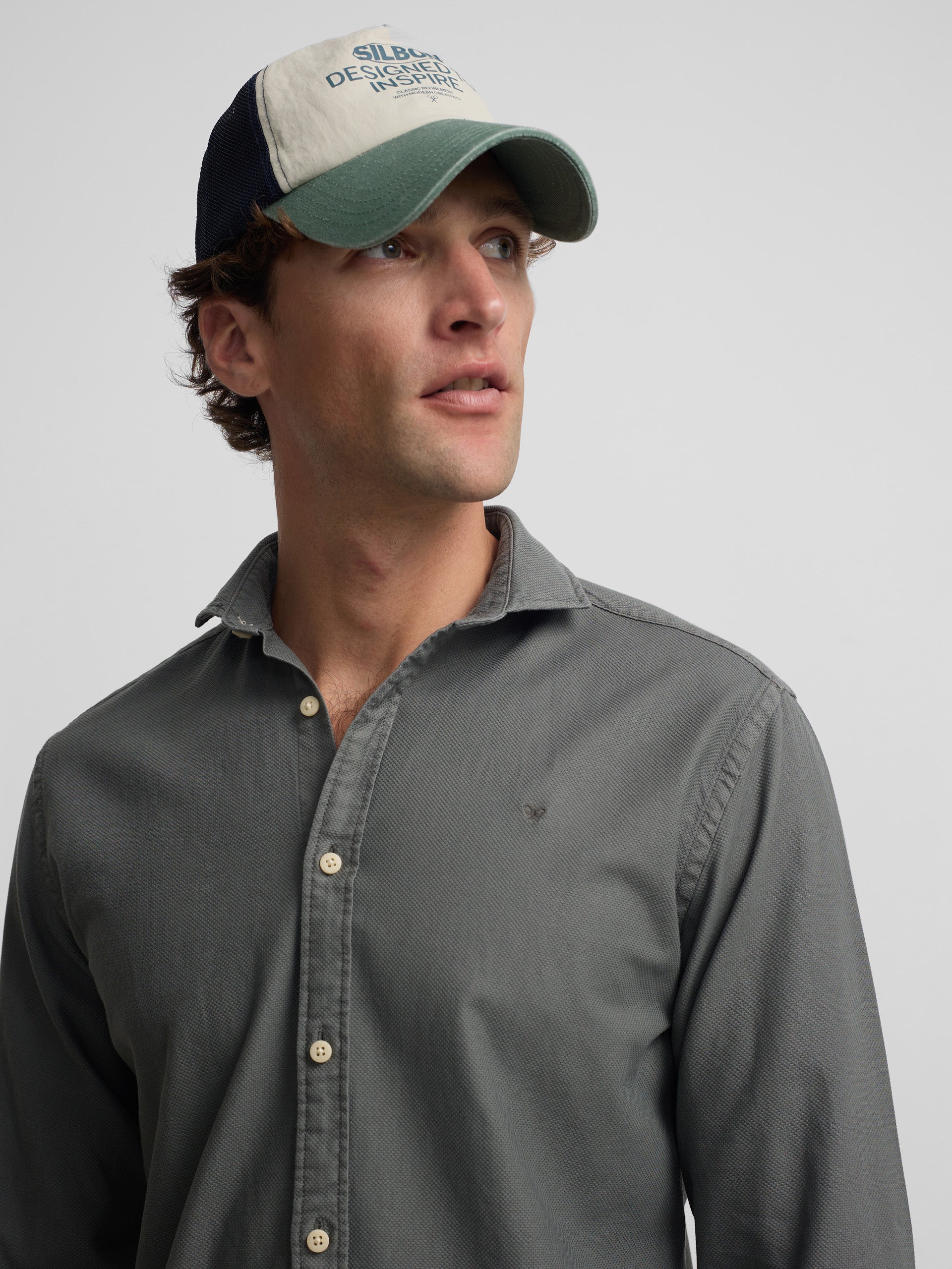 Dark green structured sport shirt with logo