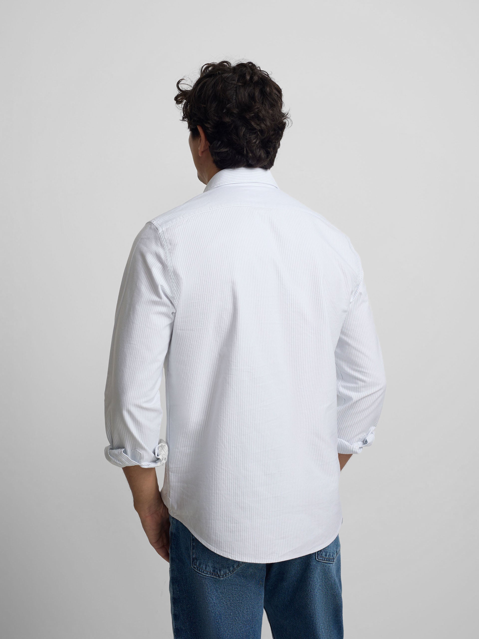 Polera sport oxford rayas verde claro