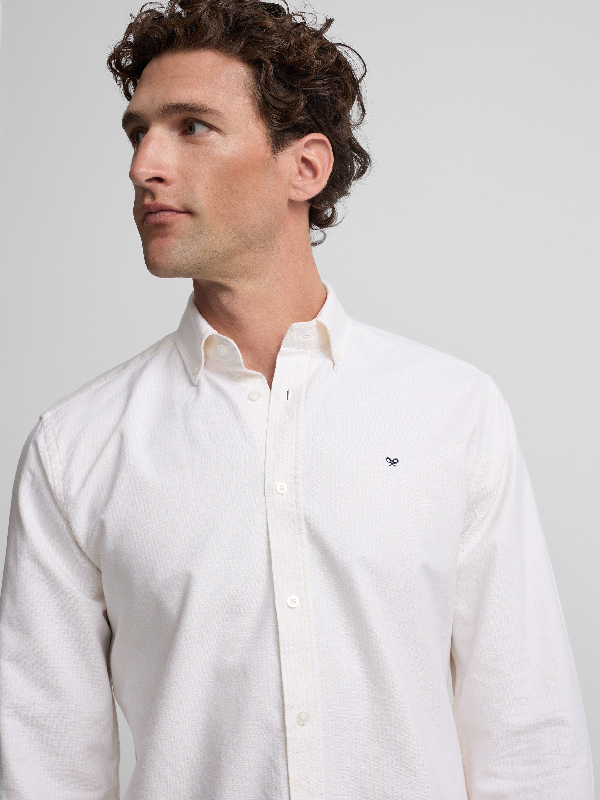 Camisa sport oxford rayas amarilla