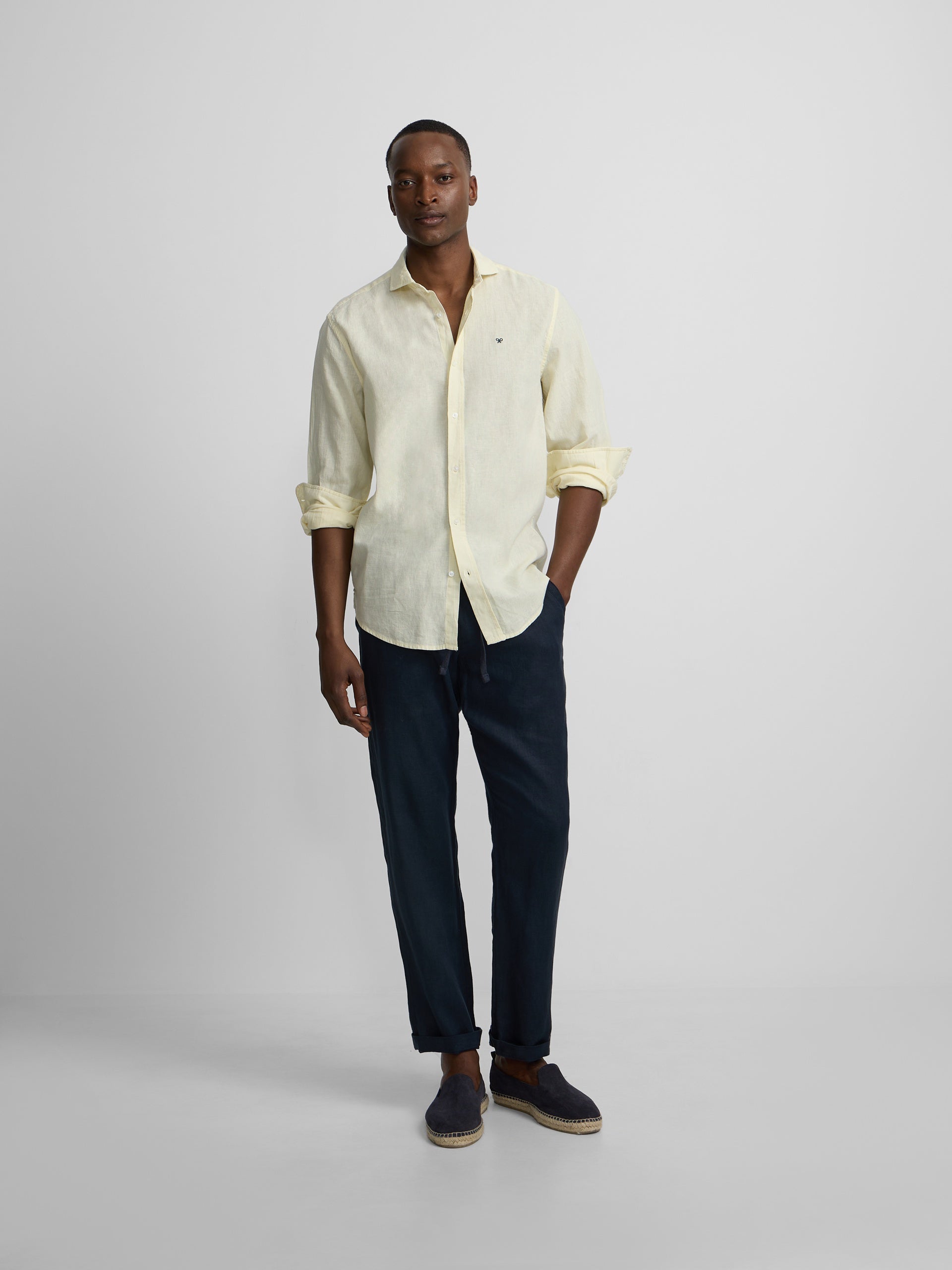 Camisa sport lino amarillo