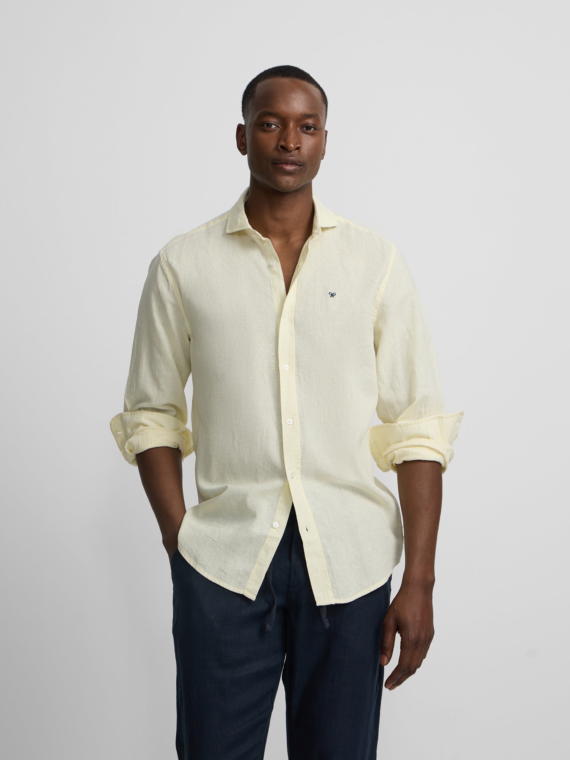 Camisa sport lino amarillo