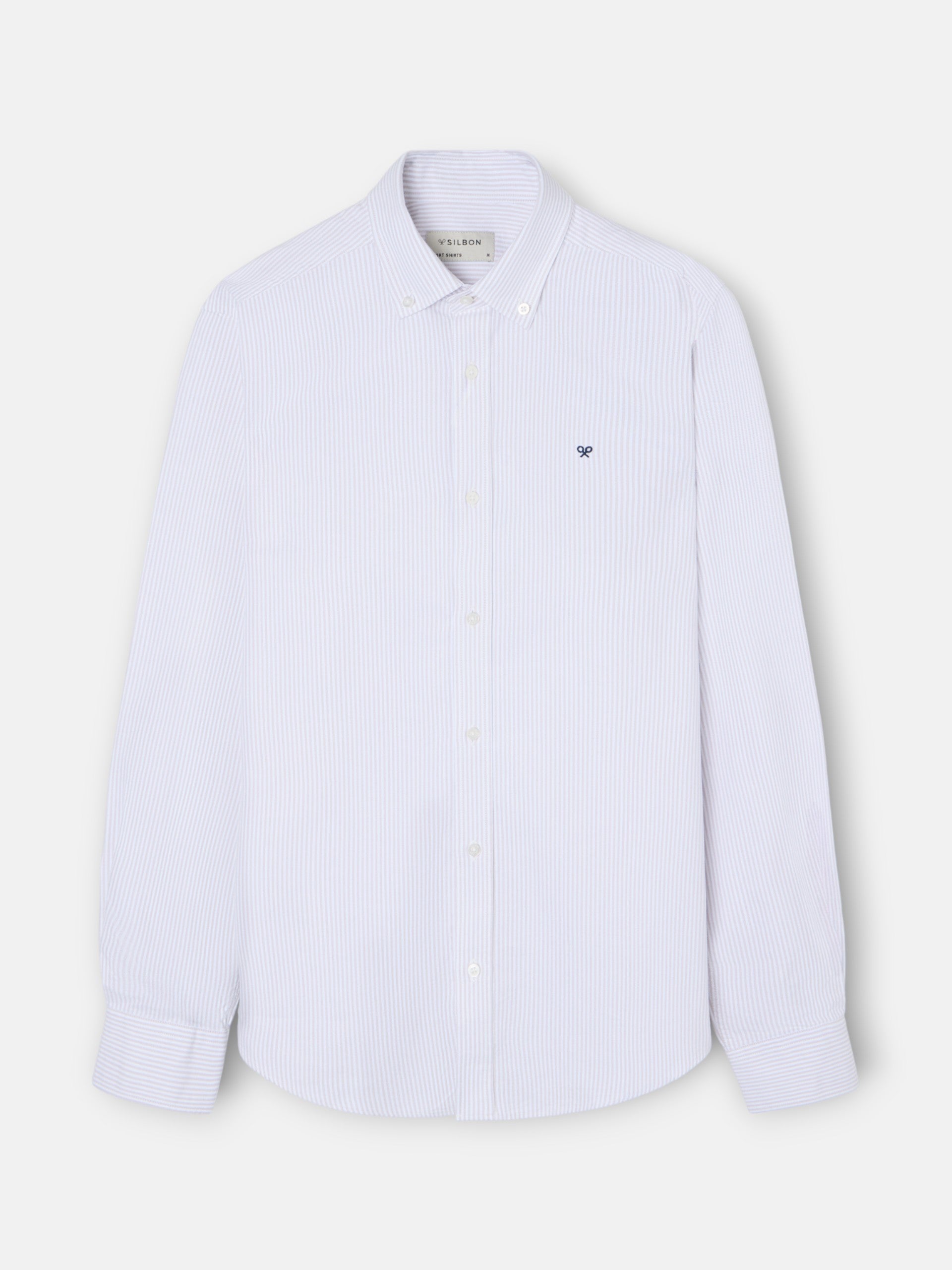 Camisa sport oxford rayas beige