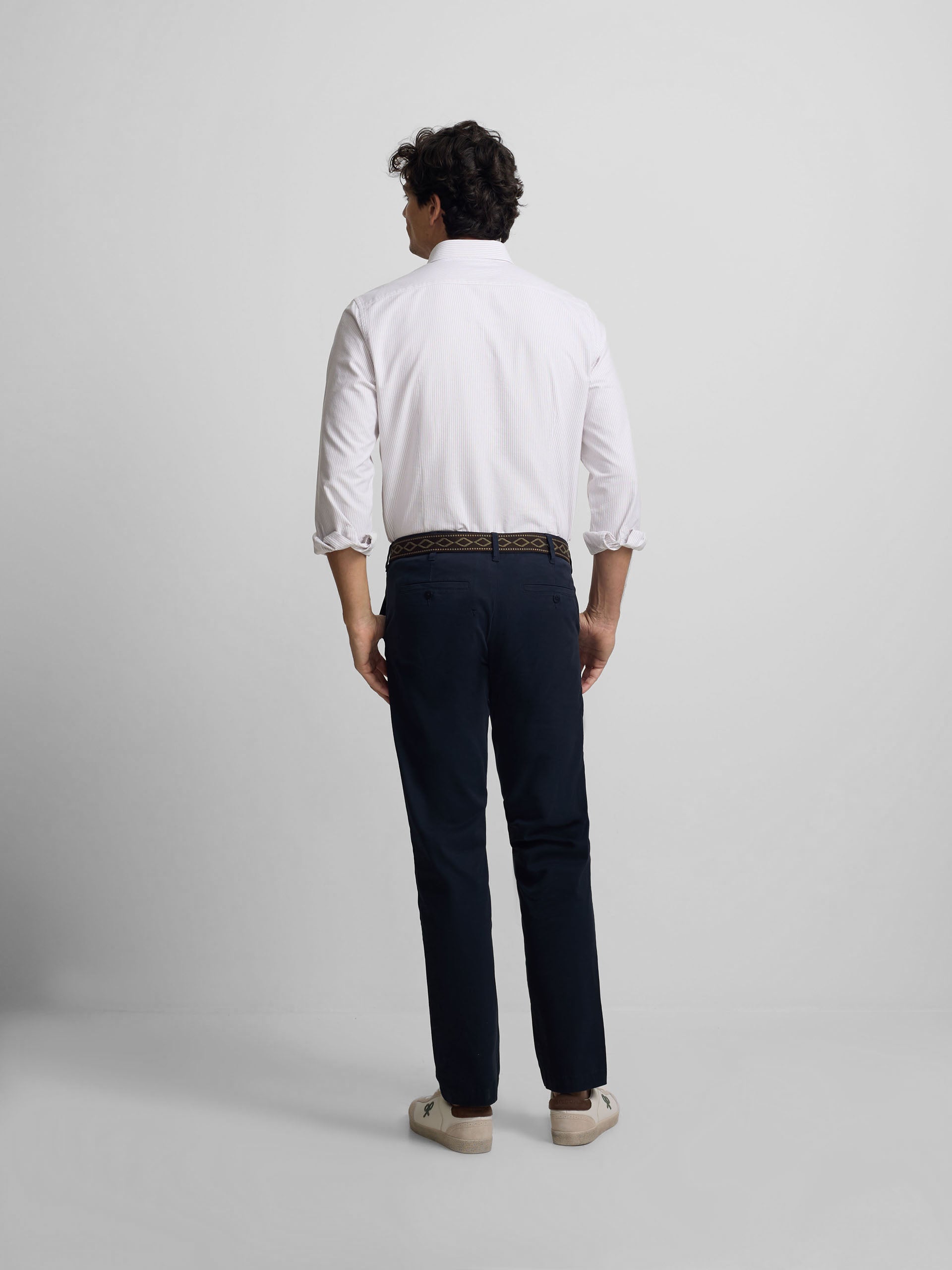 Camisa sport oxford rayas beige