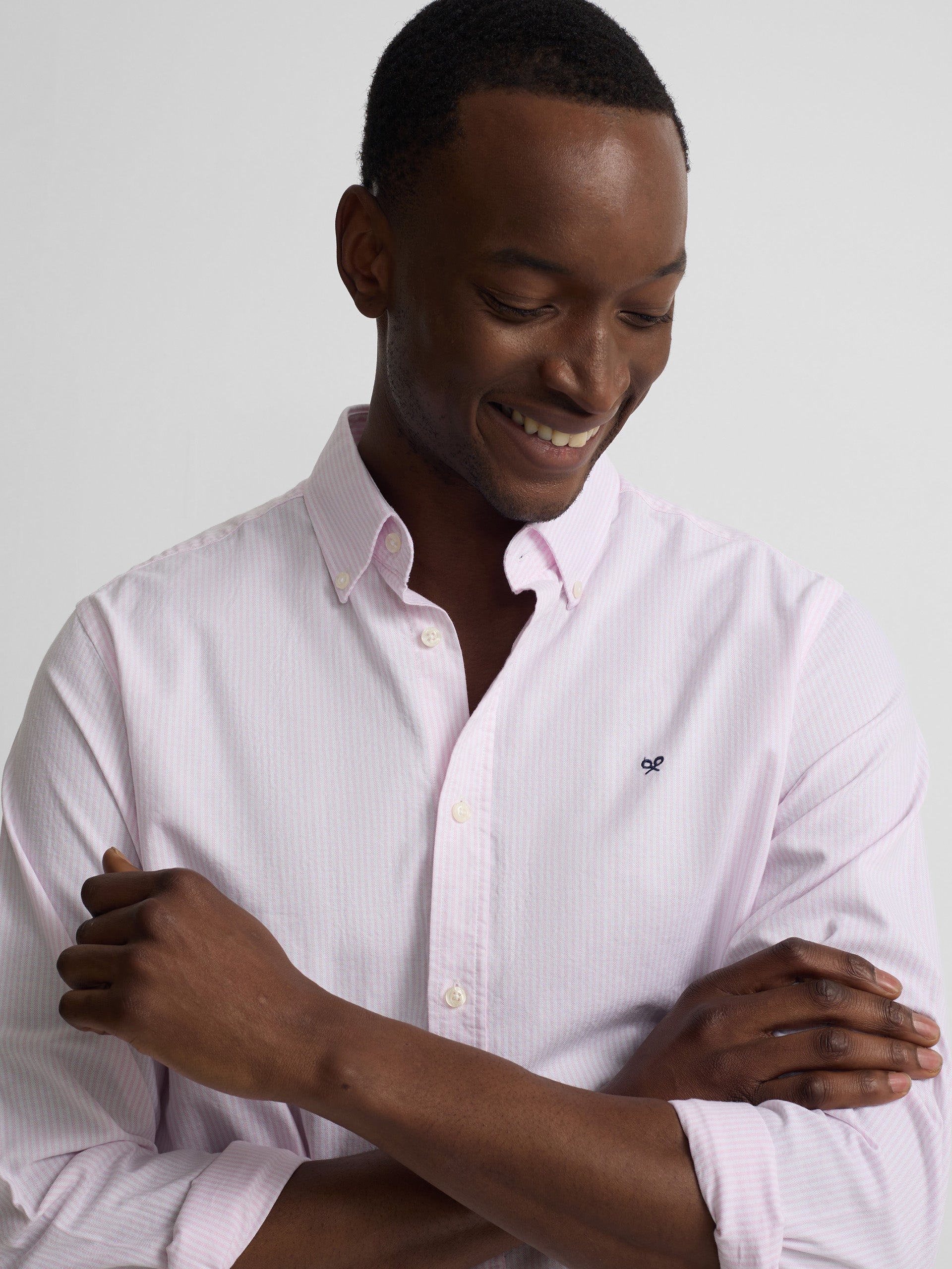 Camisa sport oxford rayas rosa