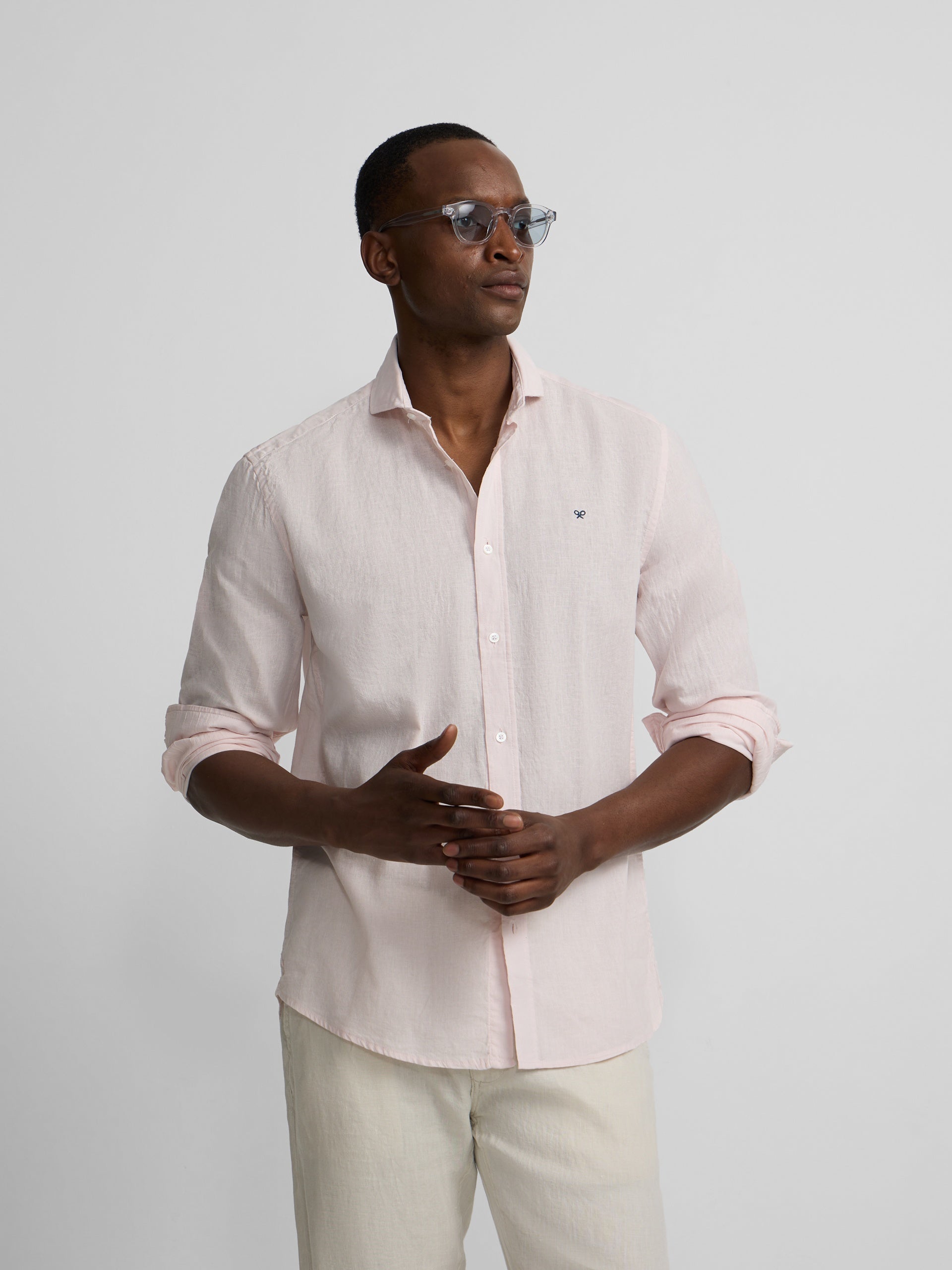 Chemise sport en lin rose