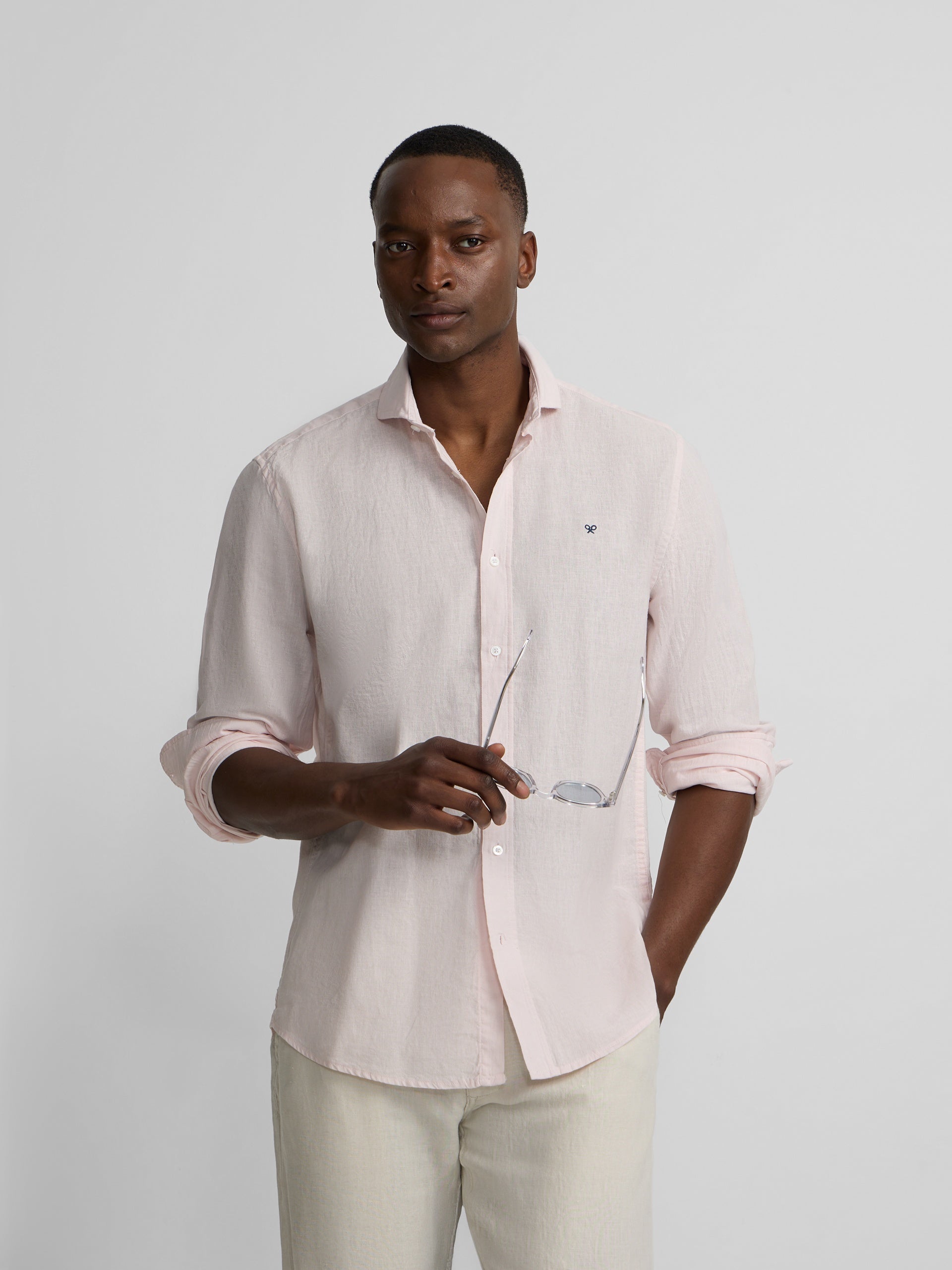 Chemise sport en lin rose