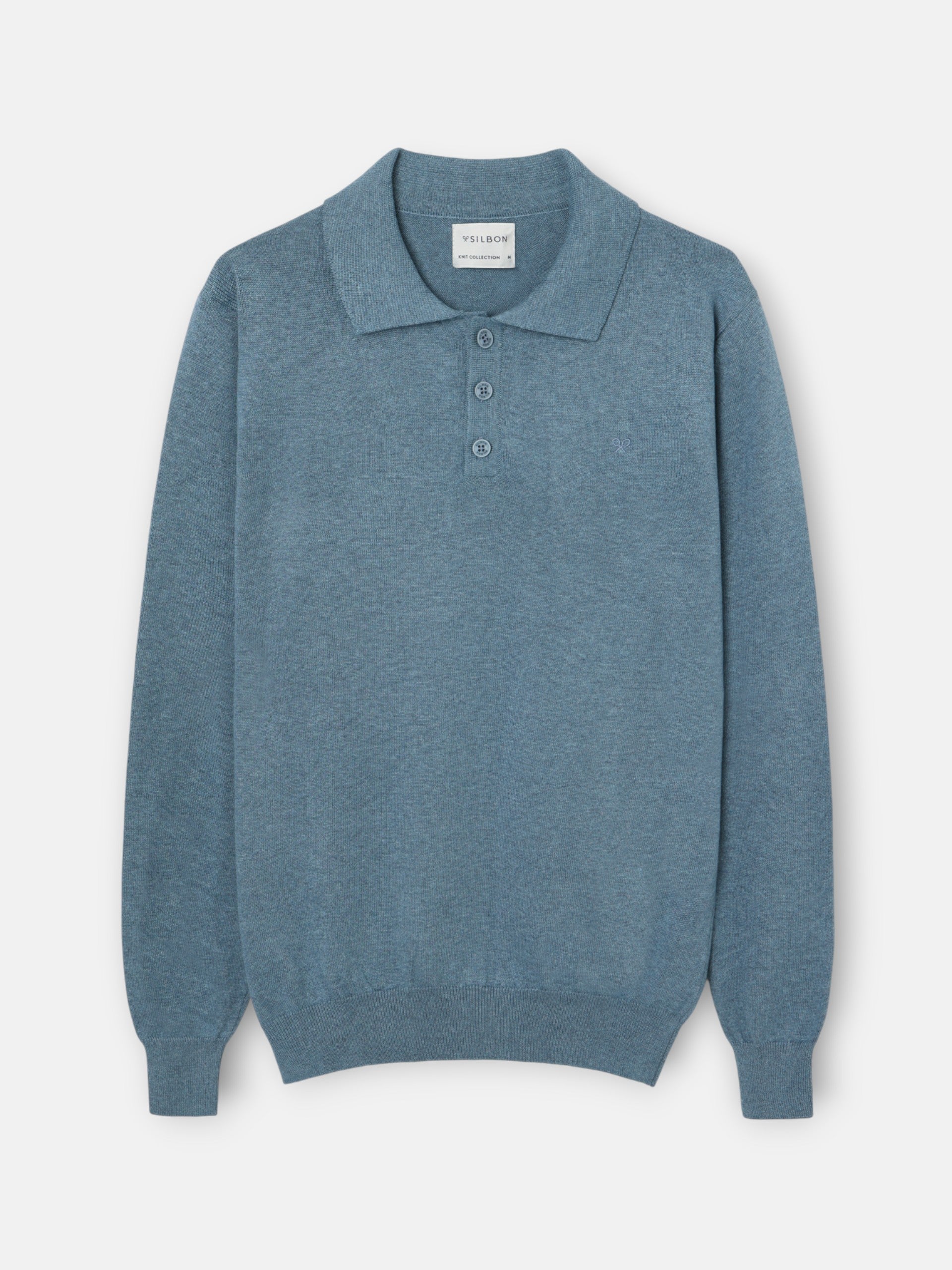 Pull col polo bleu pétrole