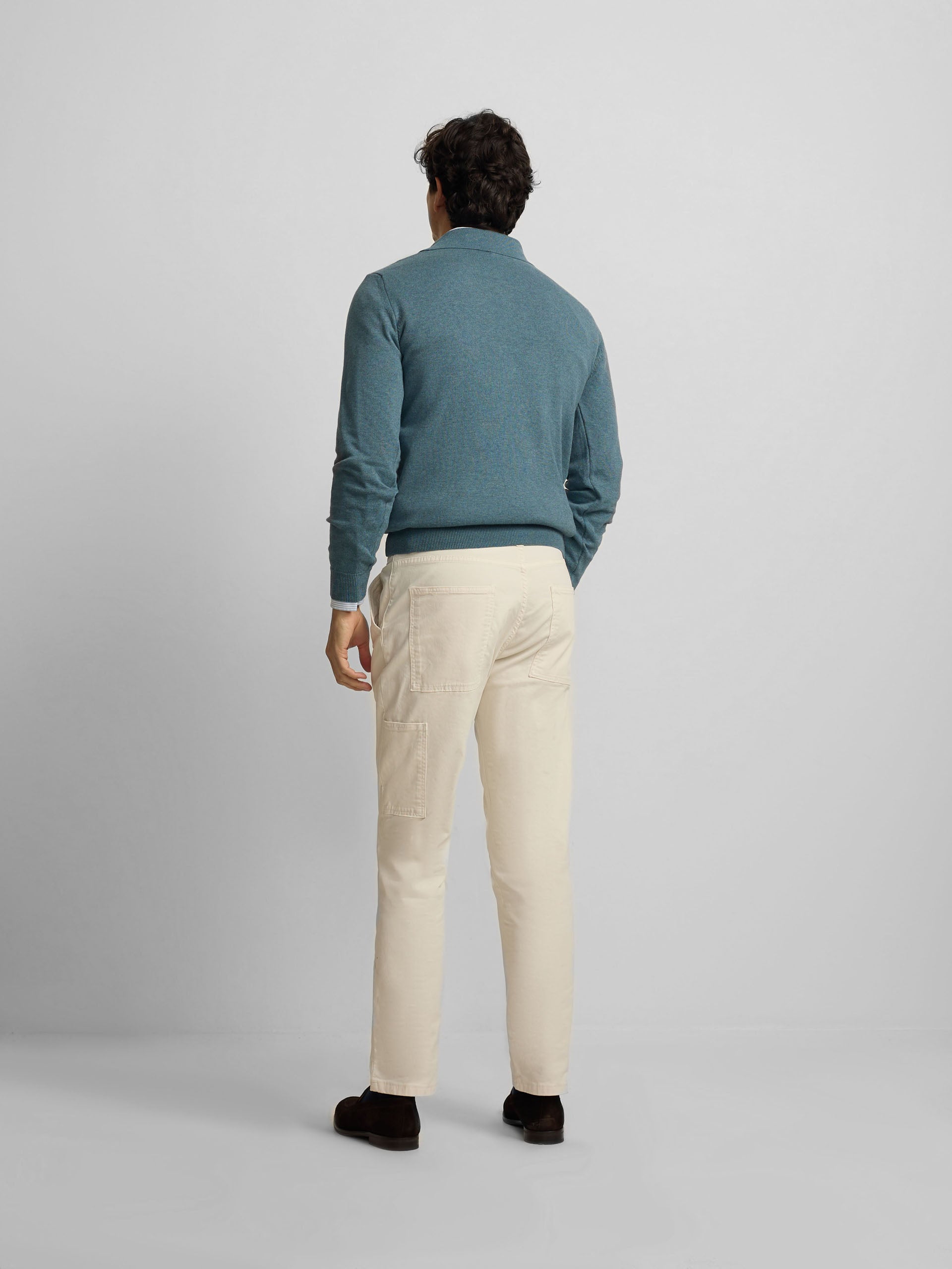 Pull col polo bleu pétrole