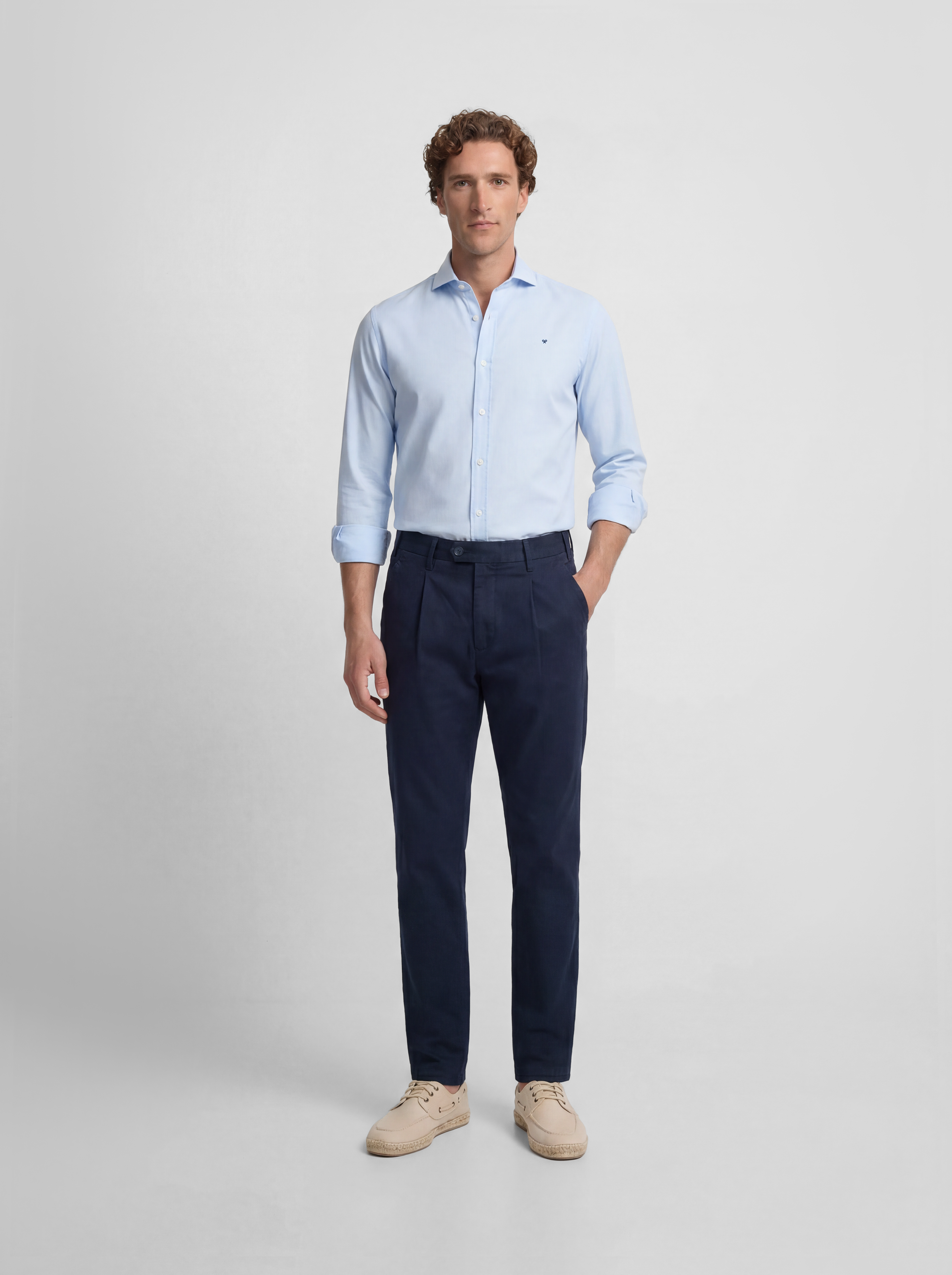 Pantalon sport chino pinzas azul navy