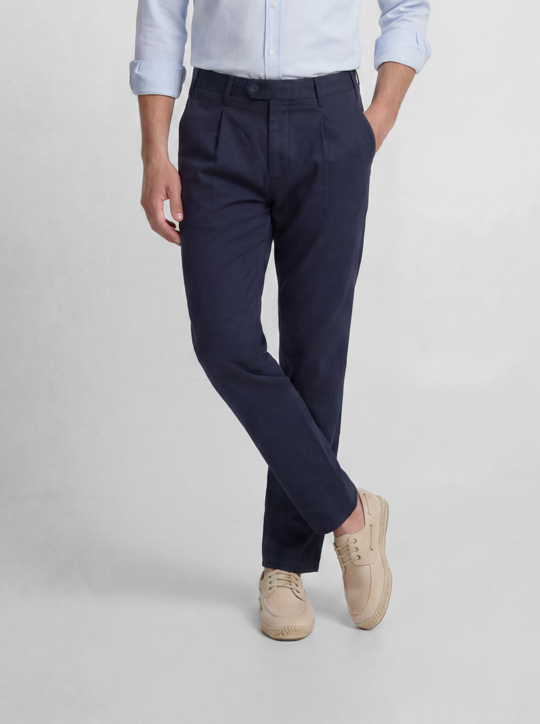 Pantalon sport chino pinzas azul navy
