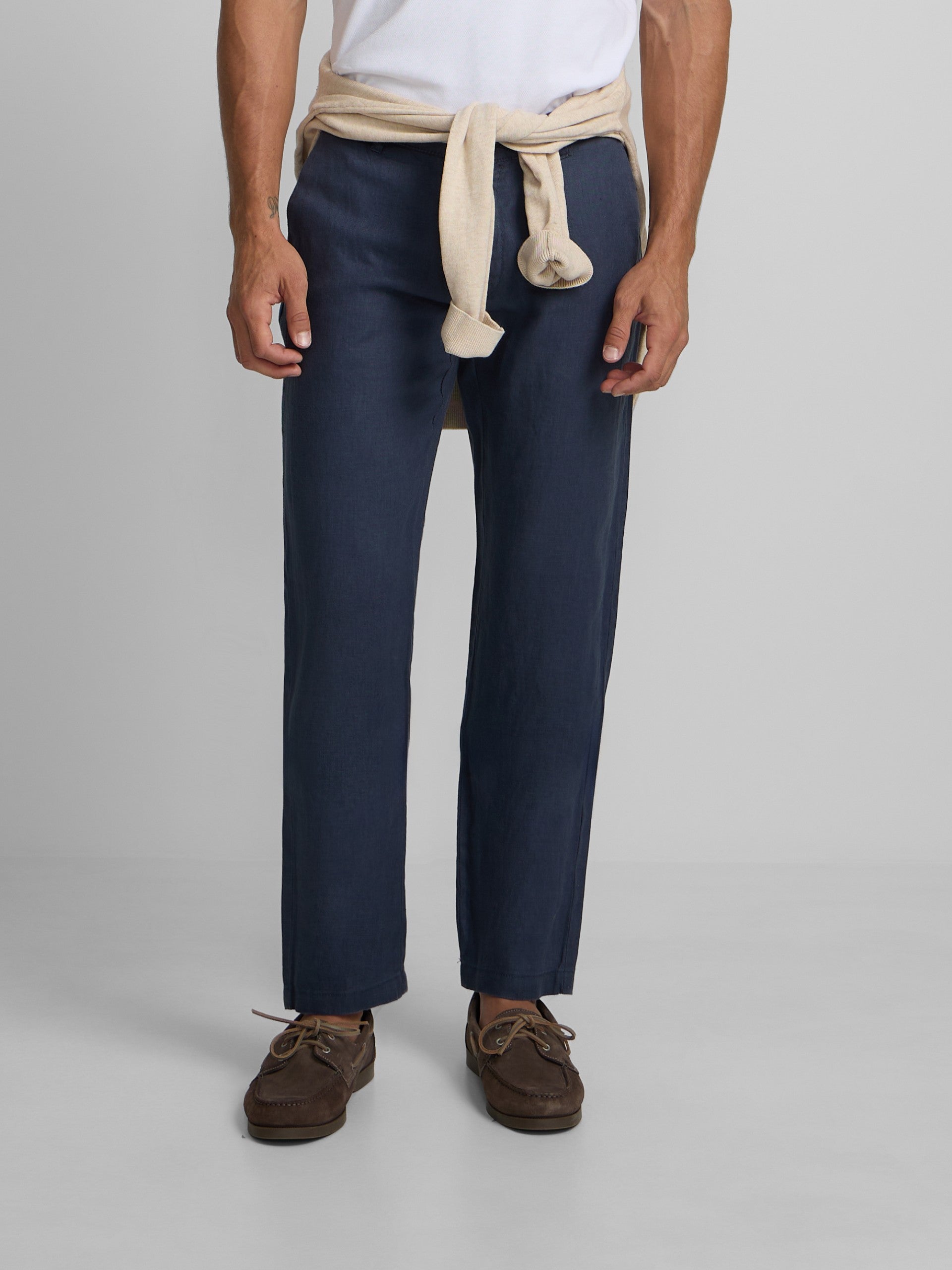 Pantalon sport chino lino azul indigo