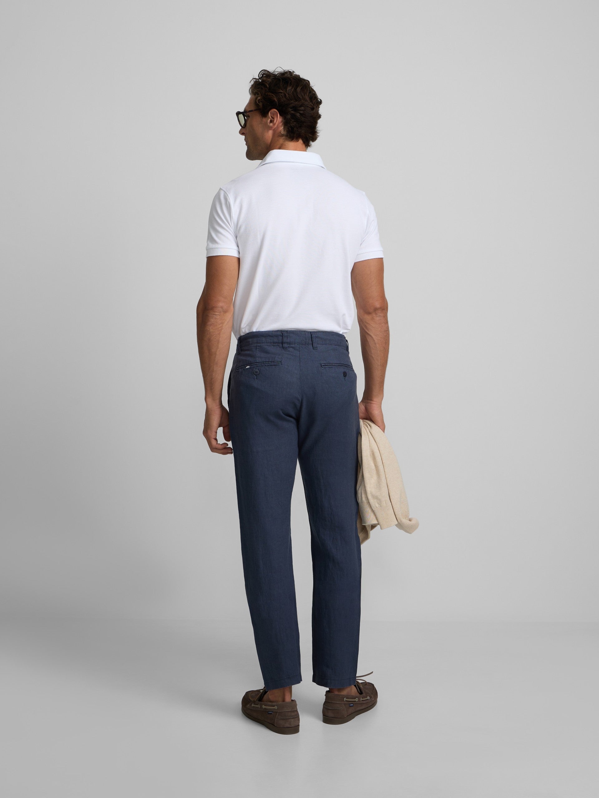 Pantalon sport chino lino azul indigo