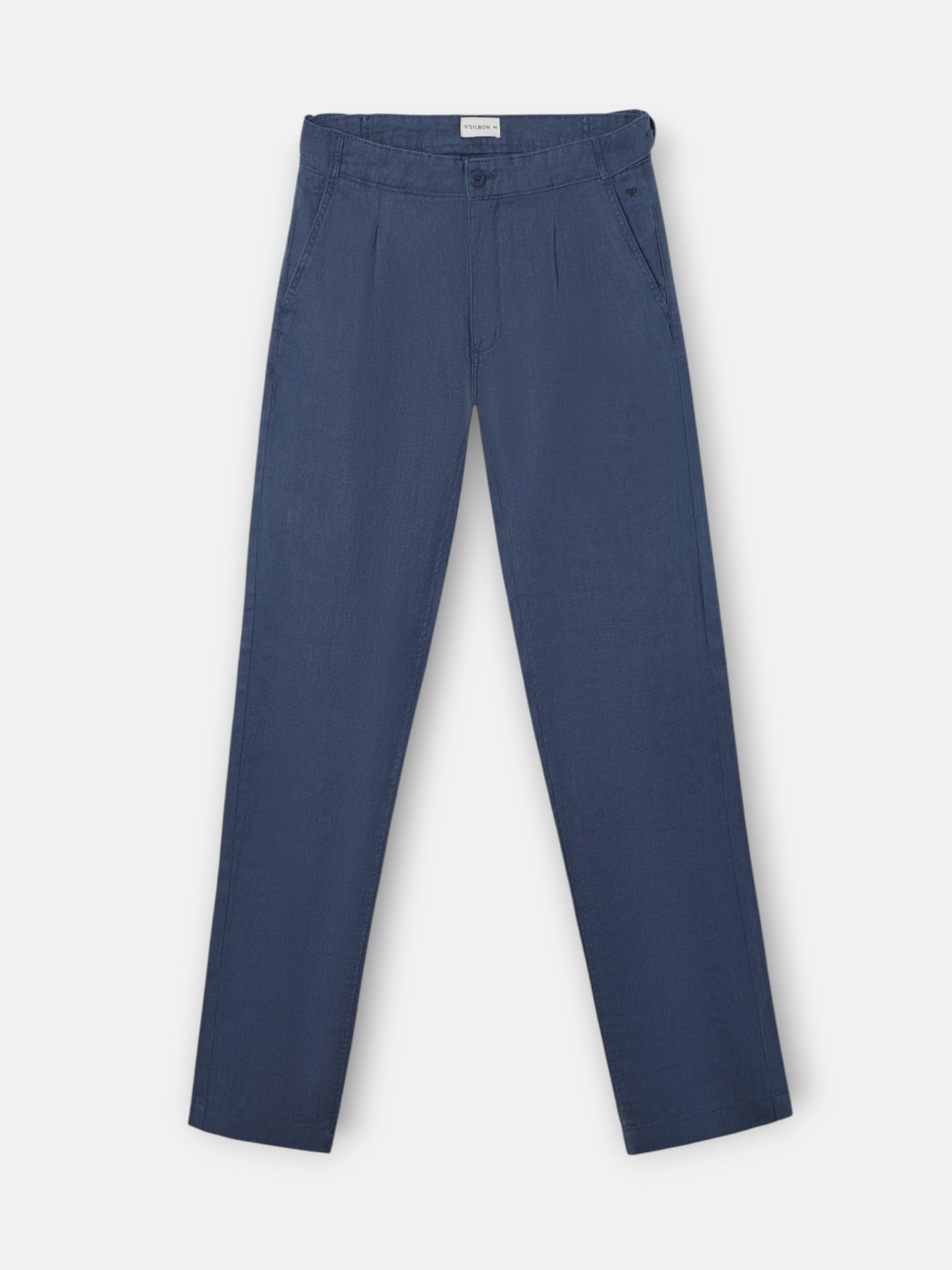 Pantalon sport pinza lino azul indigo
