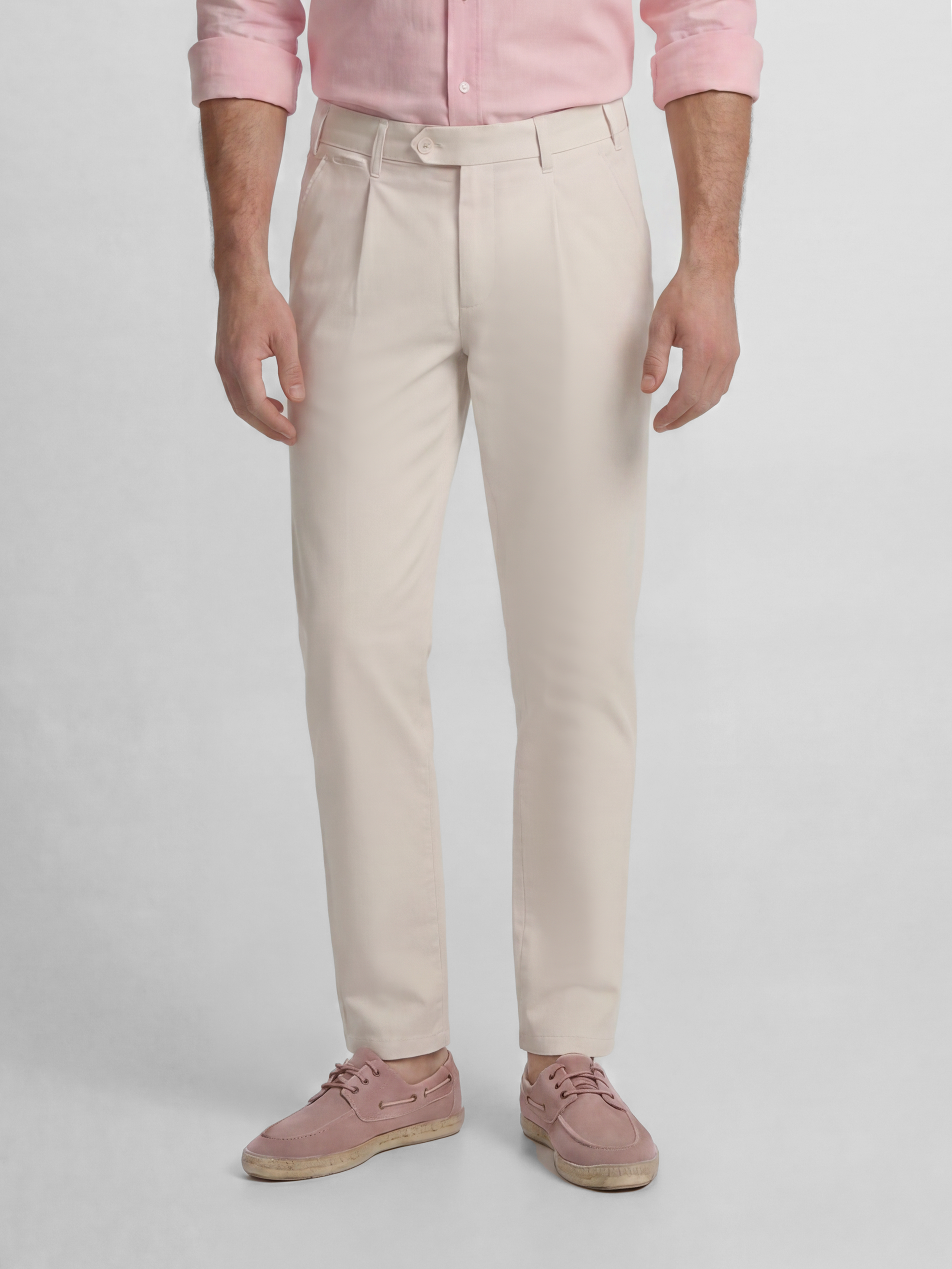 Stone pleated sport chino trousers