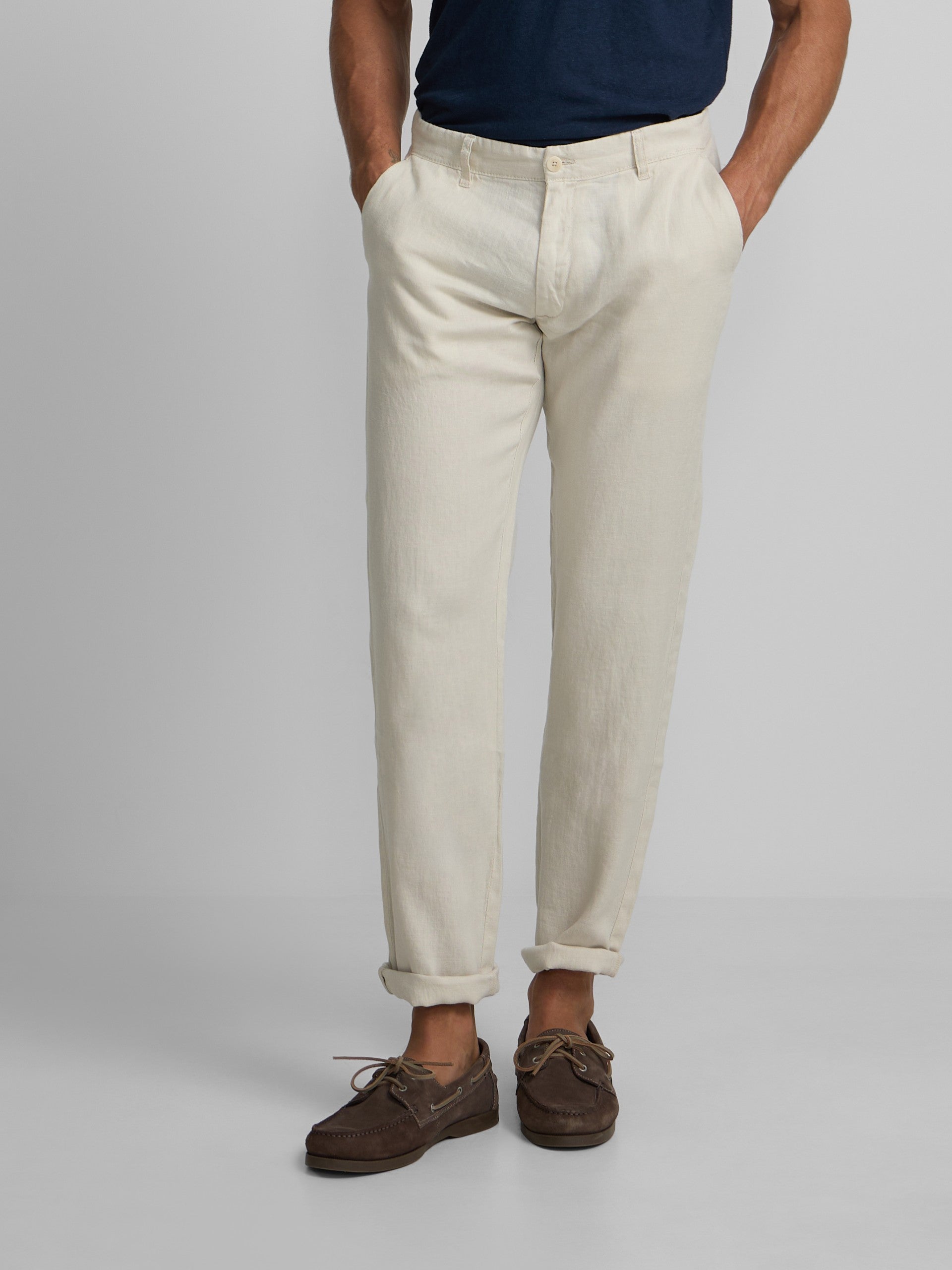 Pantalon sport chino lino beige