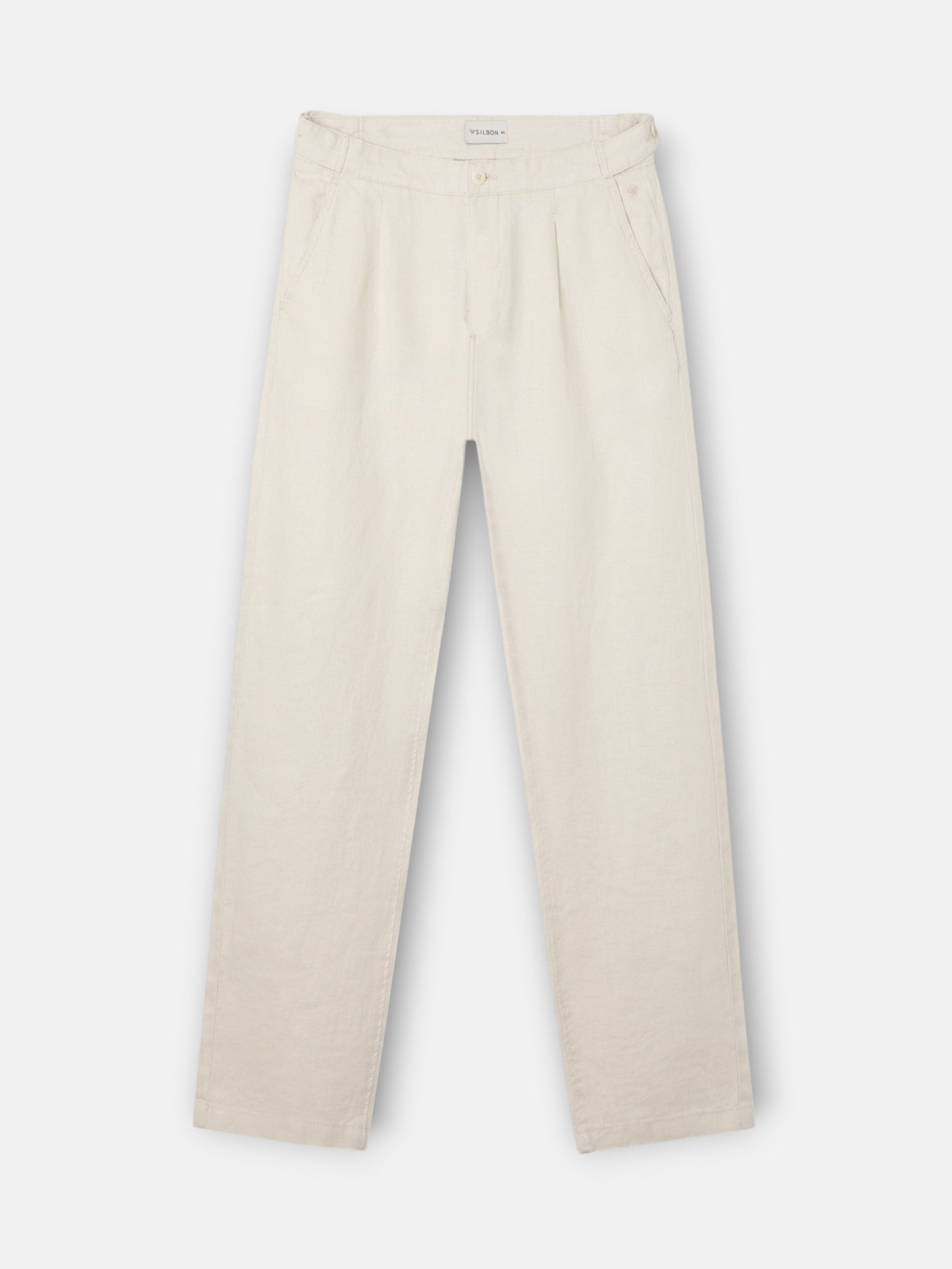 Pantalon sport pinza lino beige