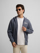 Indigo blue embroidered zip-up sweatshirt