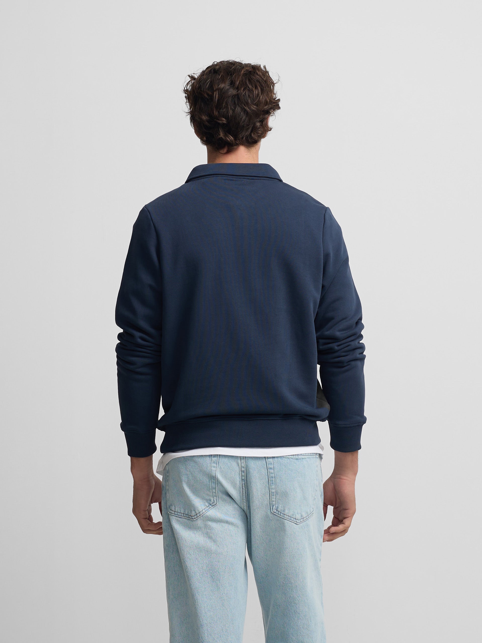 Half-zip sweatshirt with mini logo in navy blue