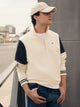 Sweatshirt vintage creme com fecho de meio zip