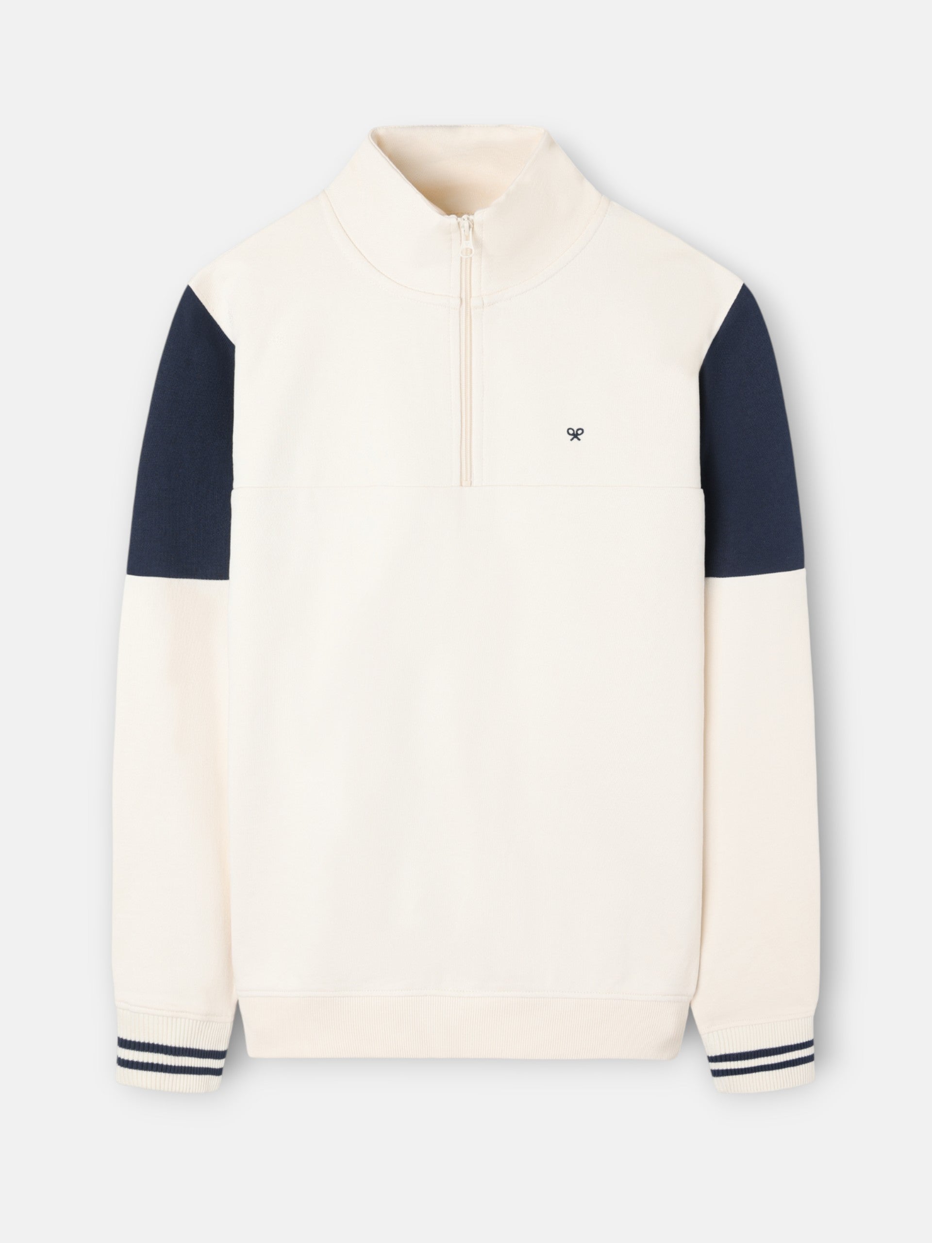 Sweatshirt vintage creme com fecho de meio zip