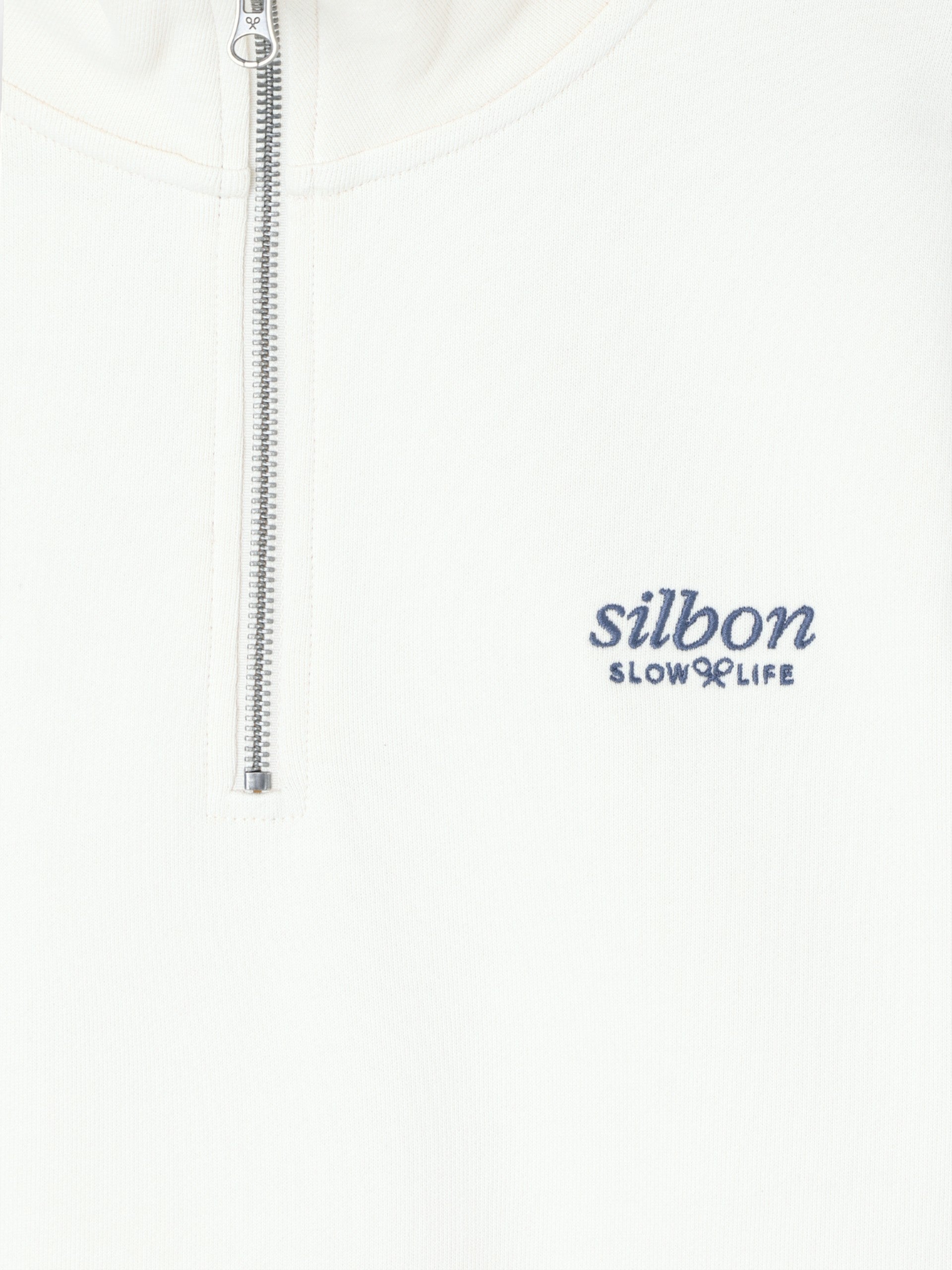 Half-zip slow life sweatshirt in cream
