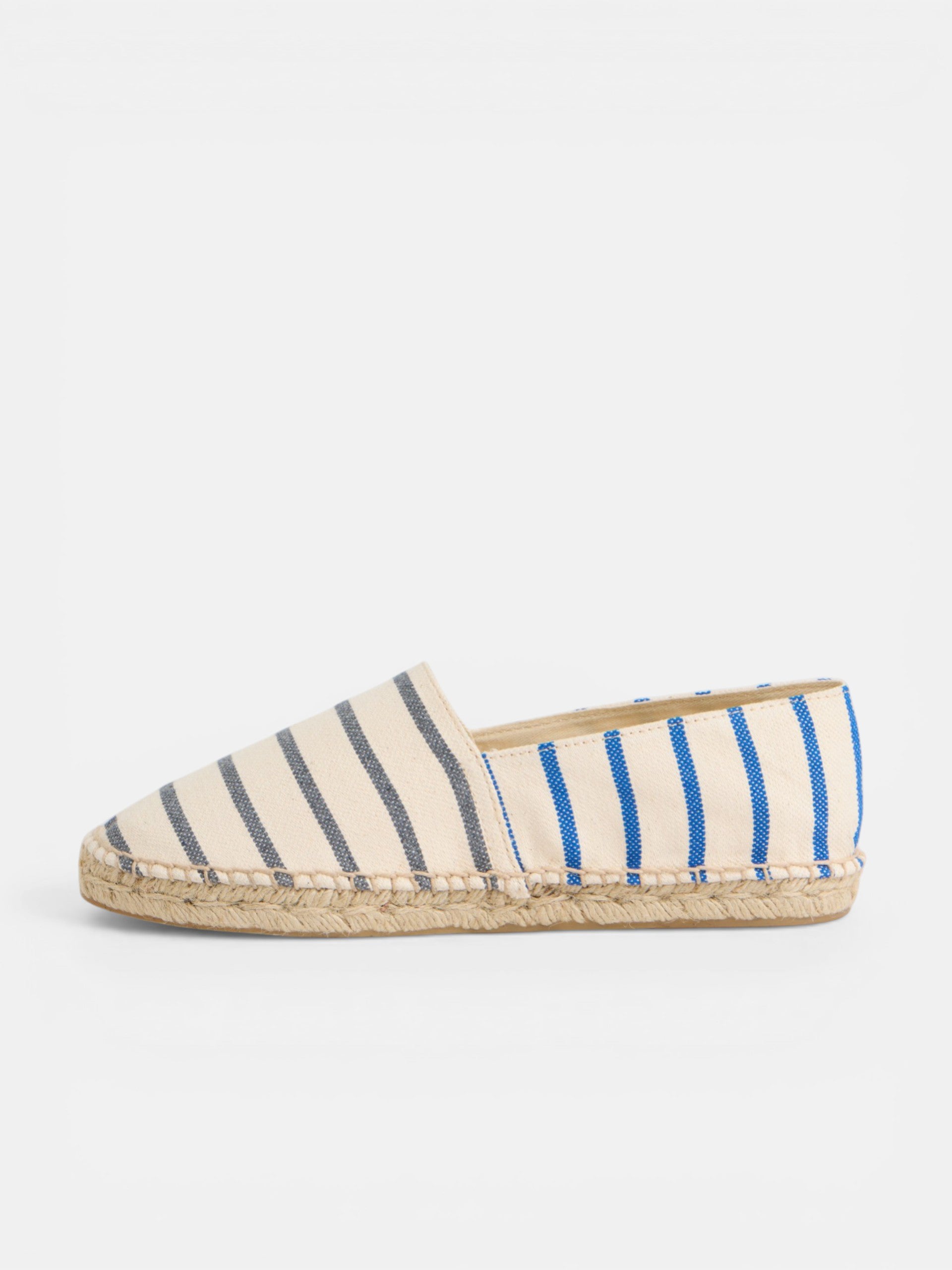 Alpargata rayas multiple azul gris