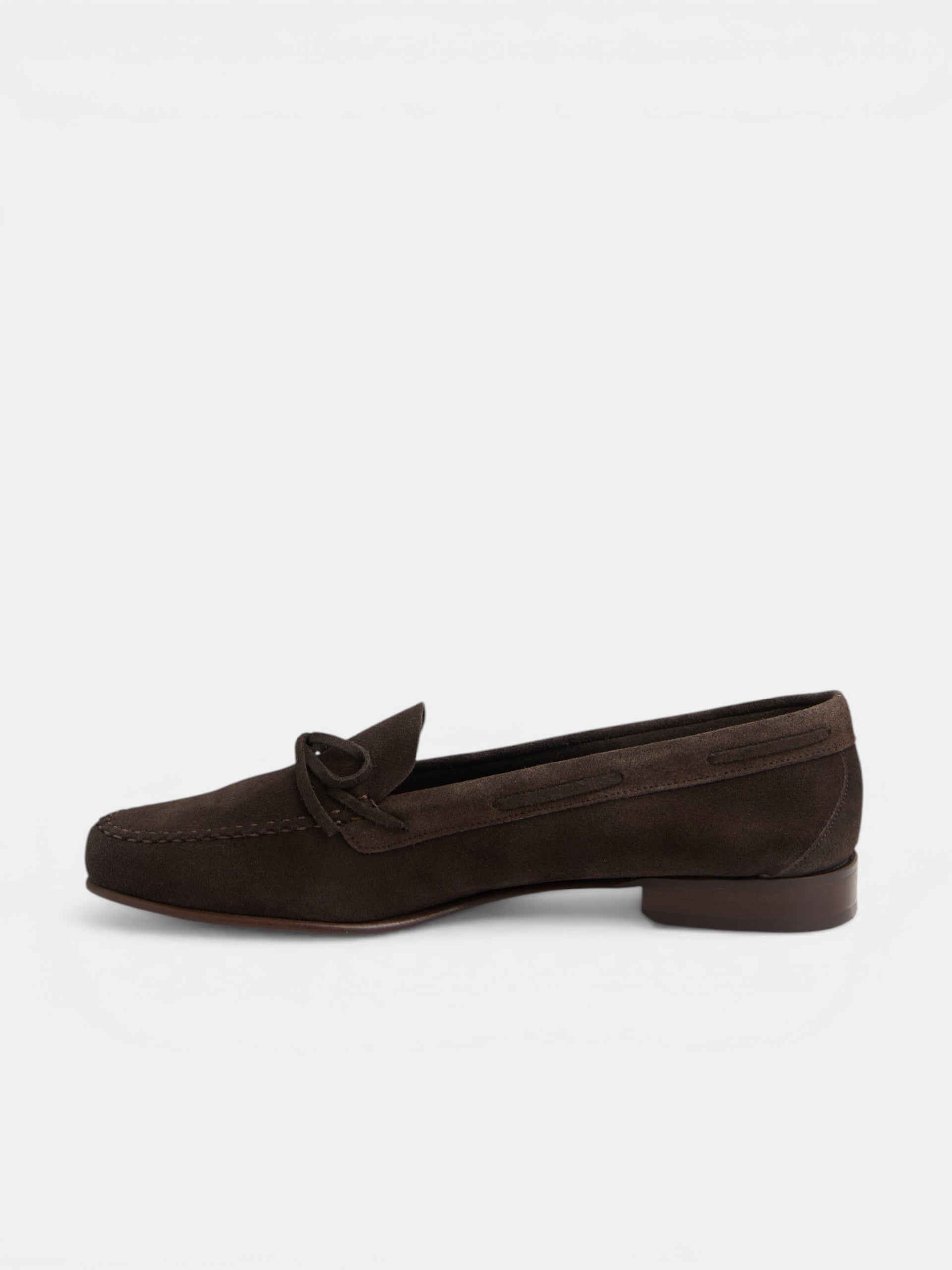 Dark brown suede bow shoe
