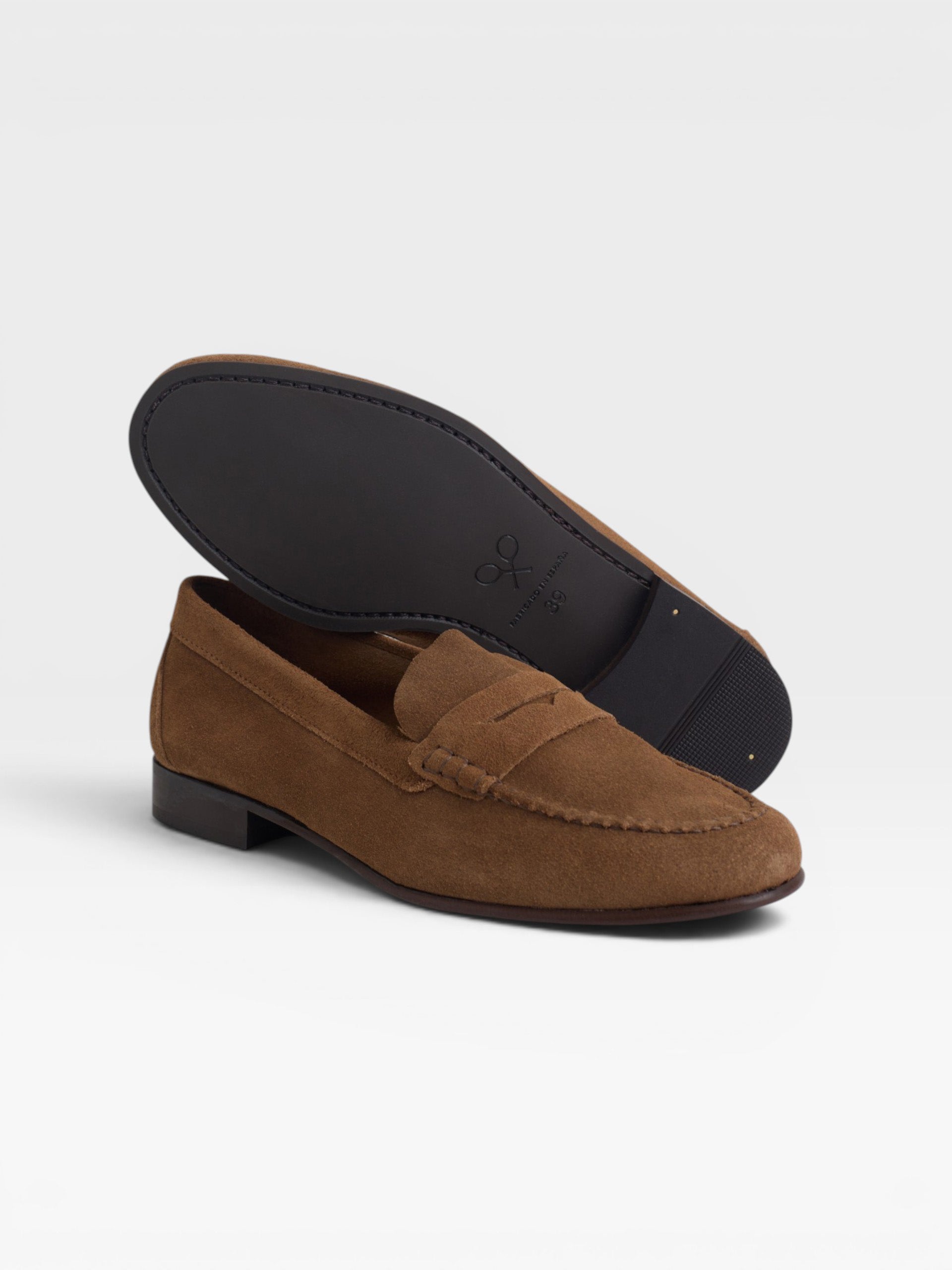 Brown suede loafer