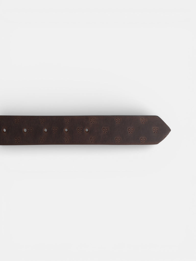 Ceinture en cuir multiraquettes marron