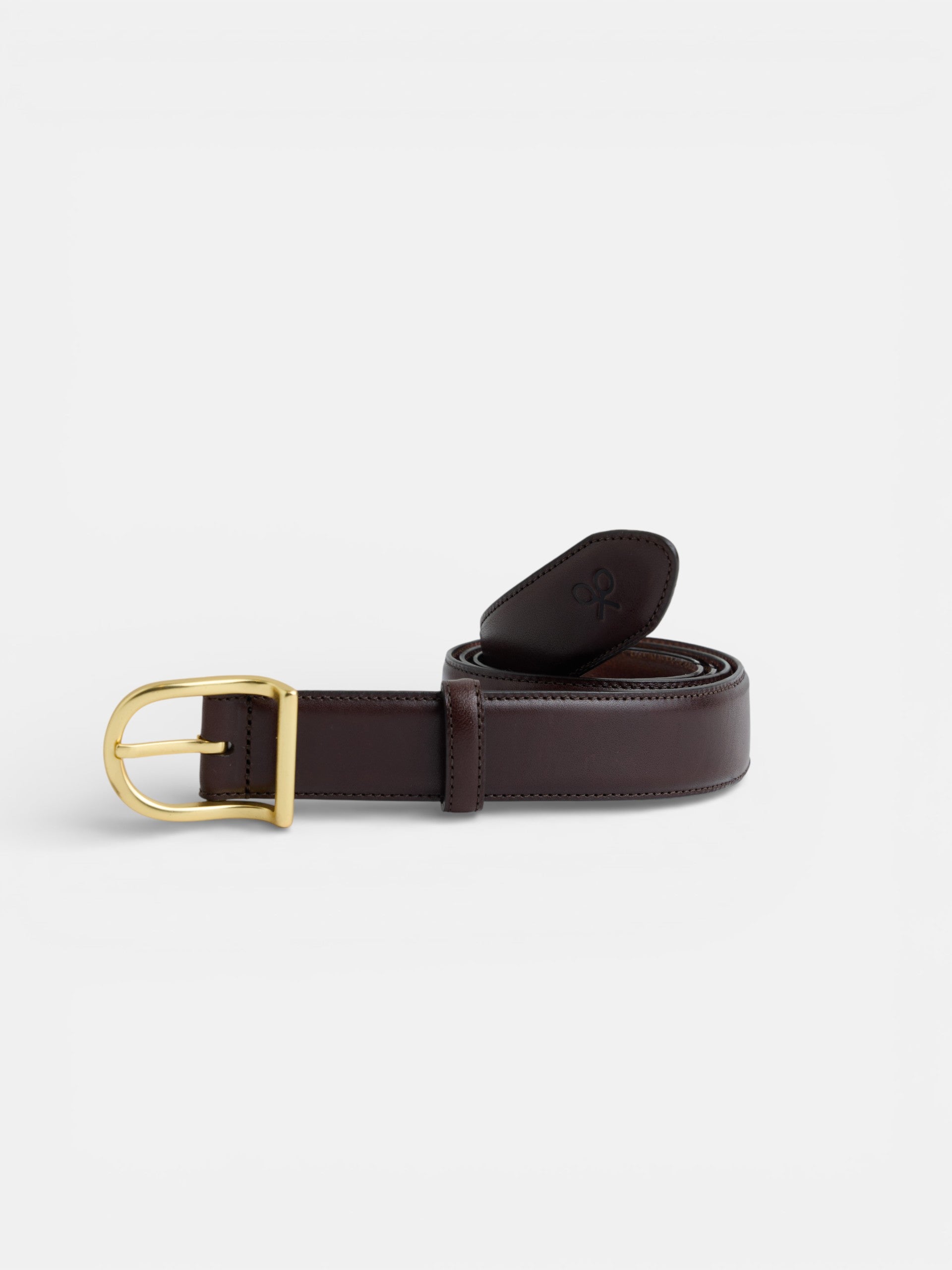Cinturon liso piel marron