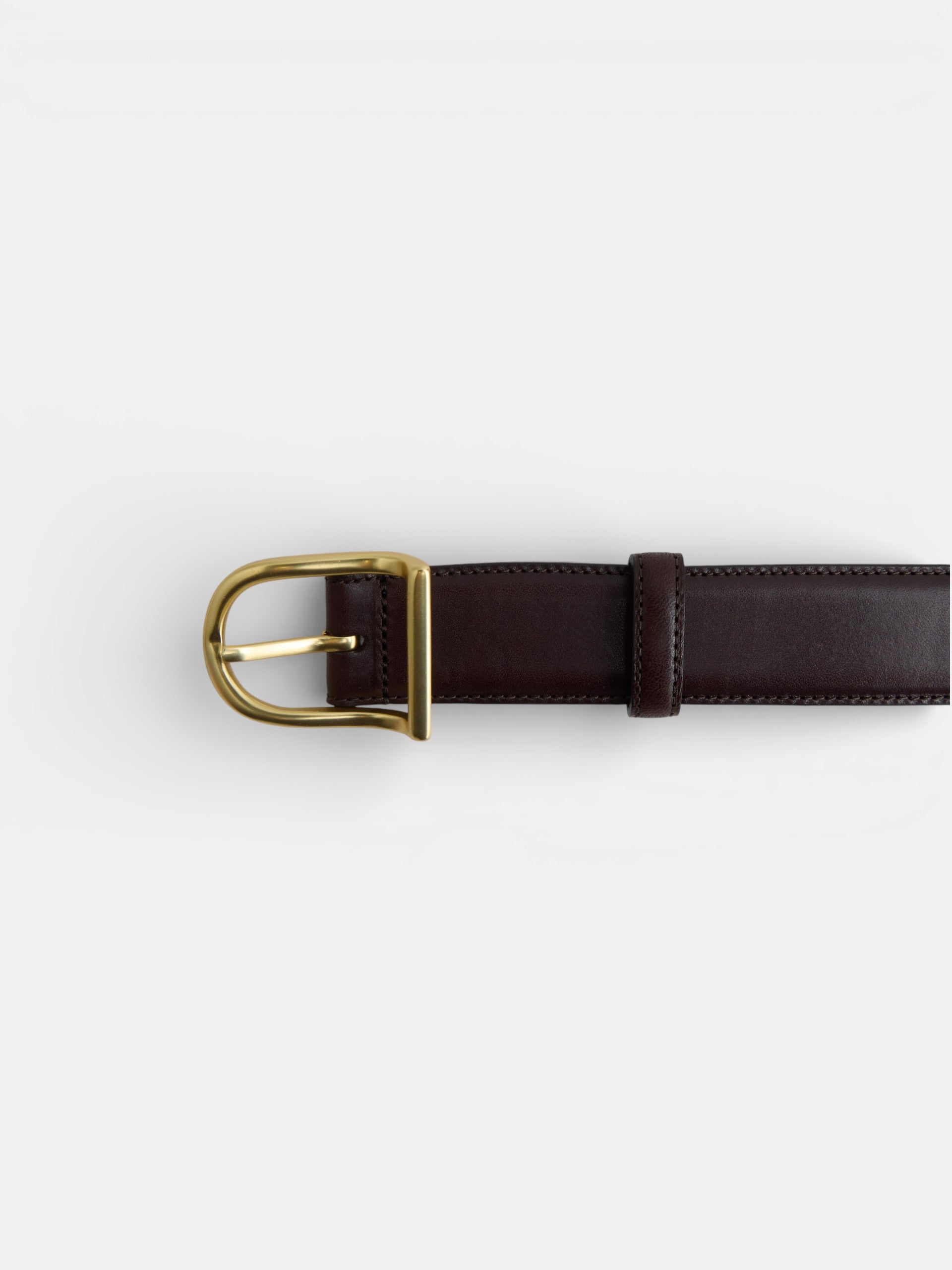 Cinturon liso piel marron