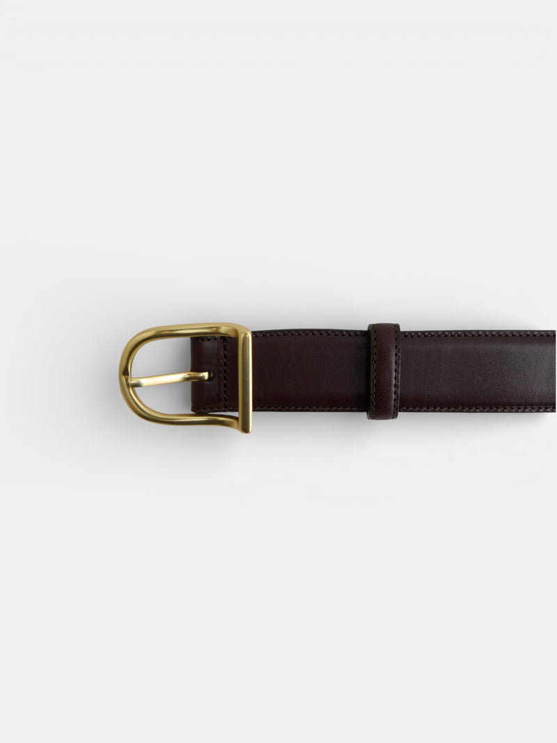 Cinturon liso piel marron