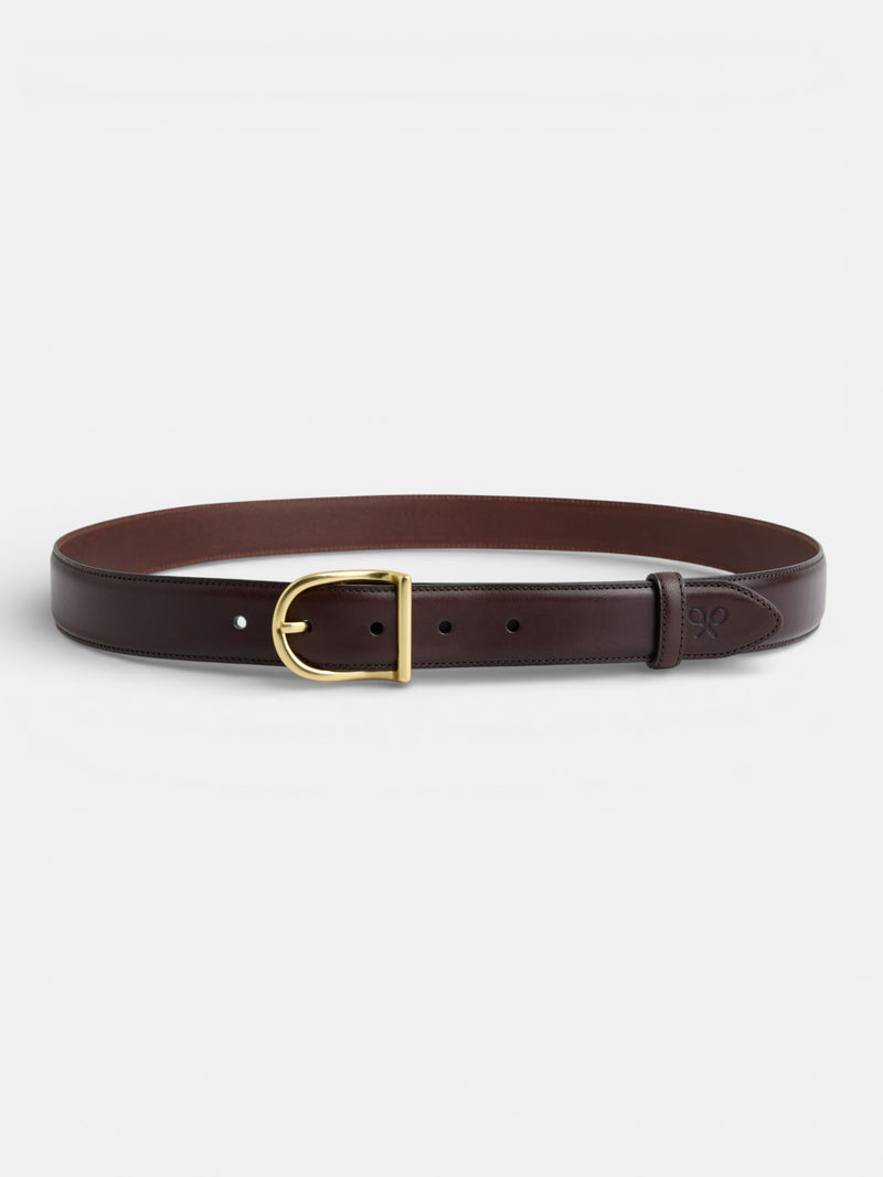 Cinturon liso piel marron