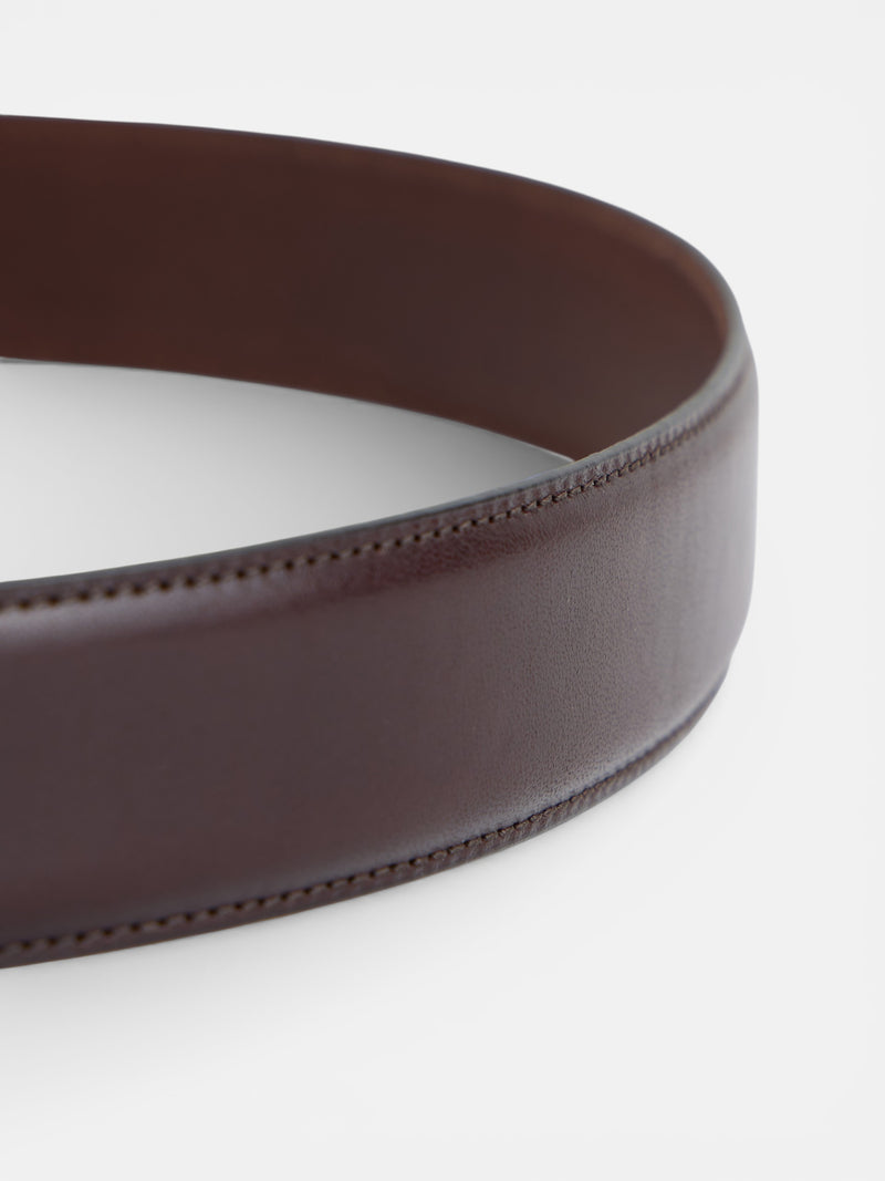 Cinturon liso piel marron