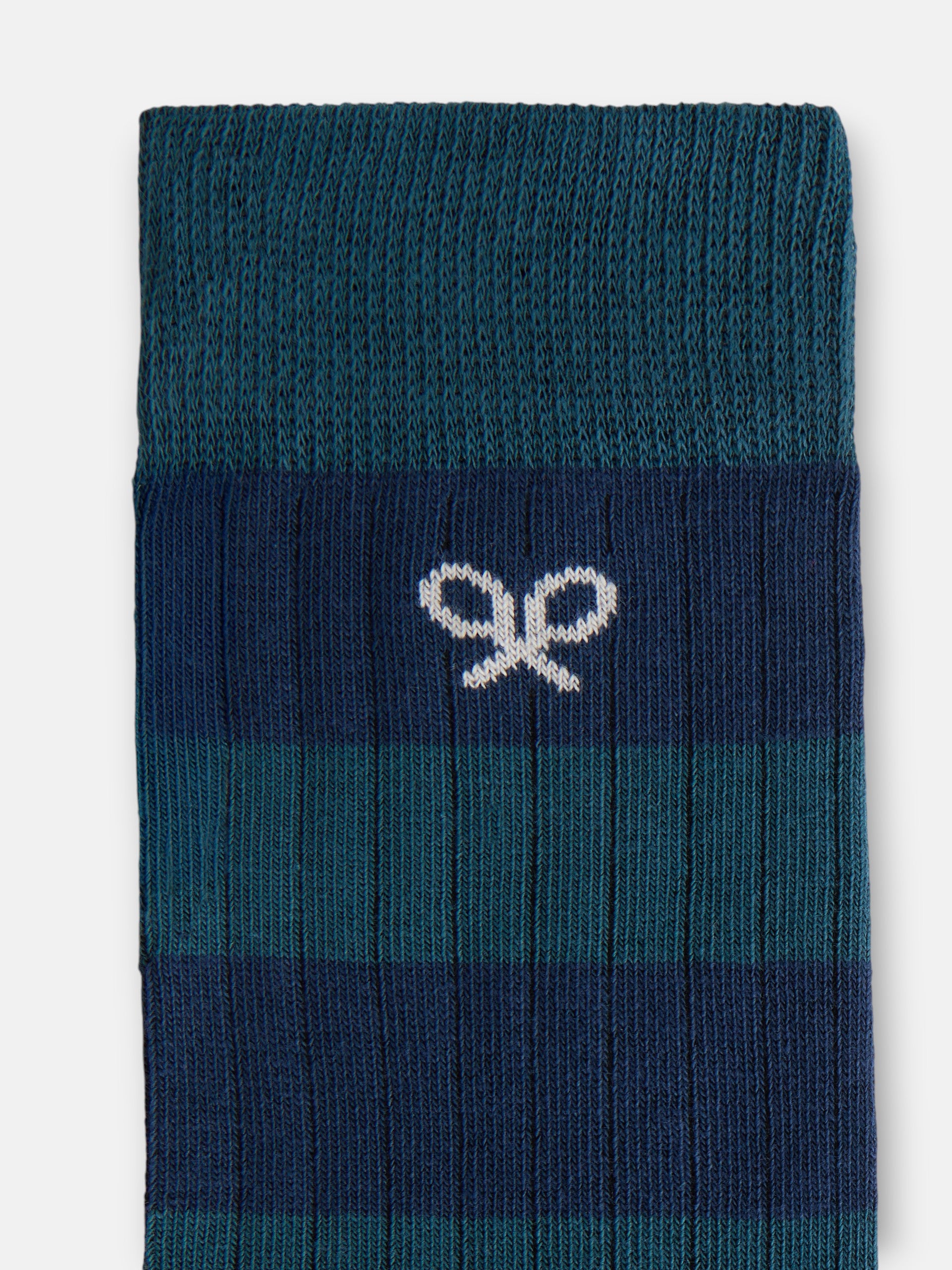 Wide stripe bicolor blue sock