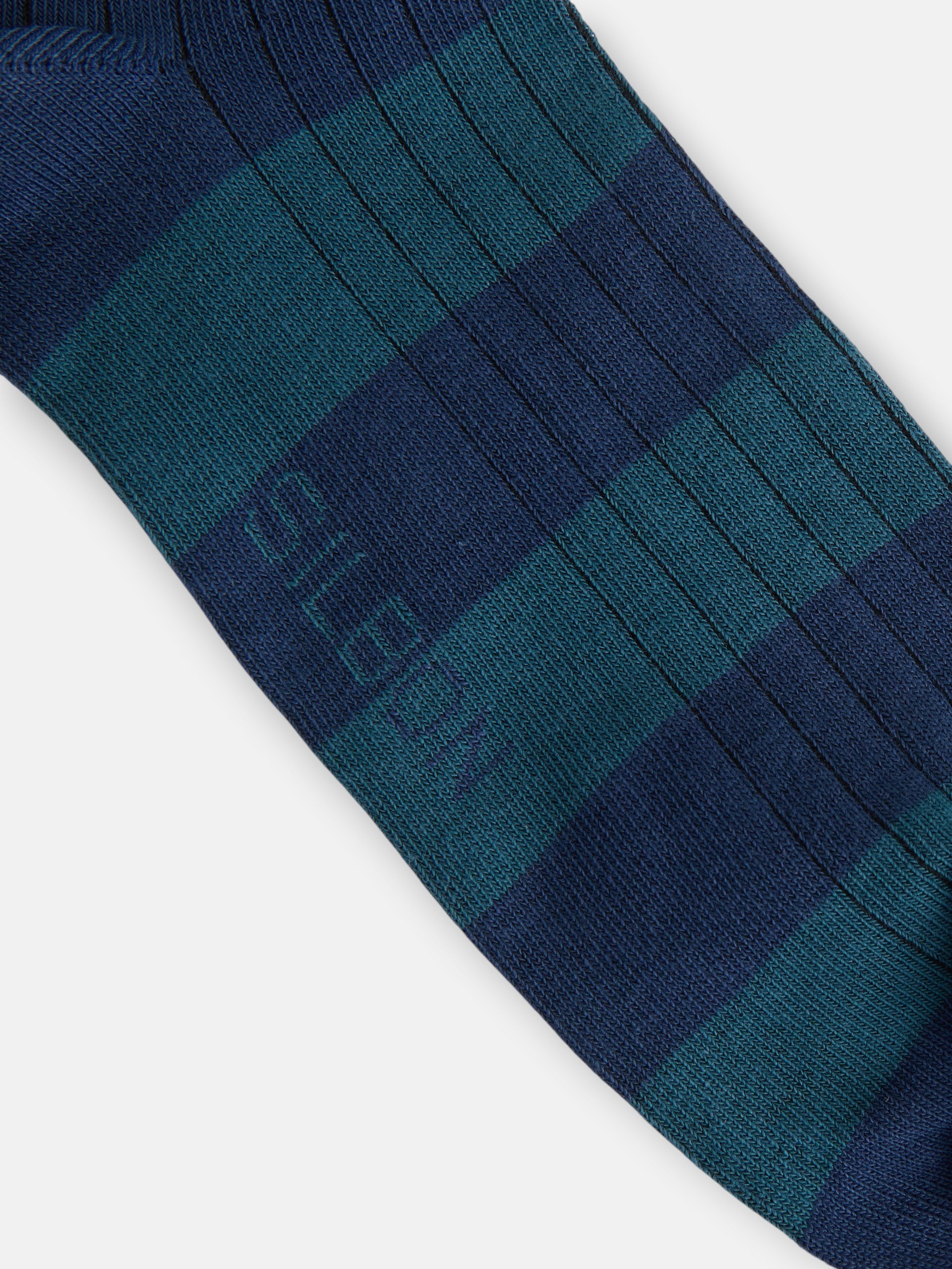 Wide stripe bicolor blue sock