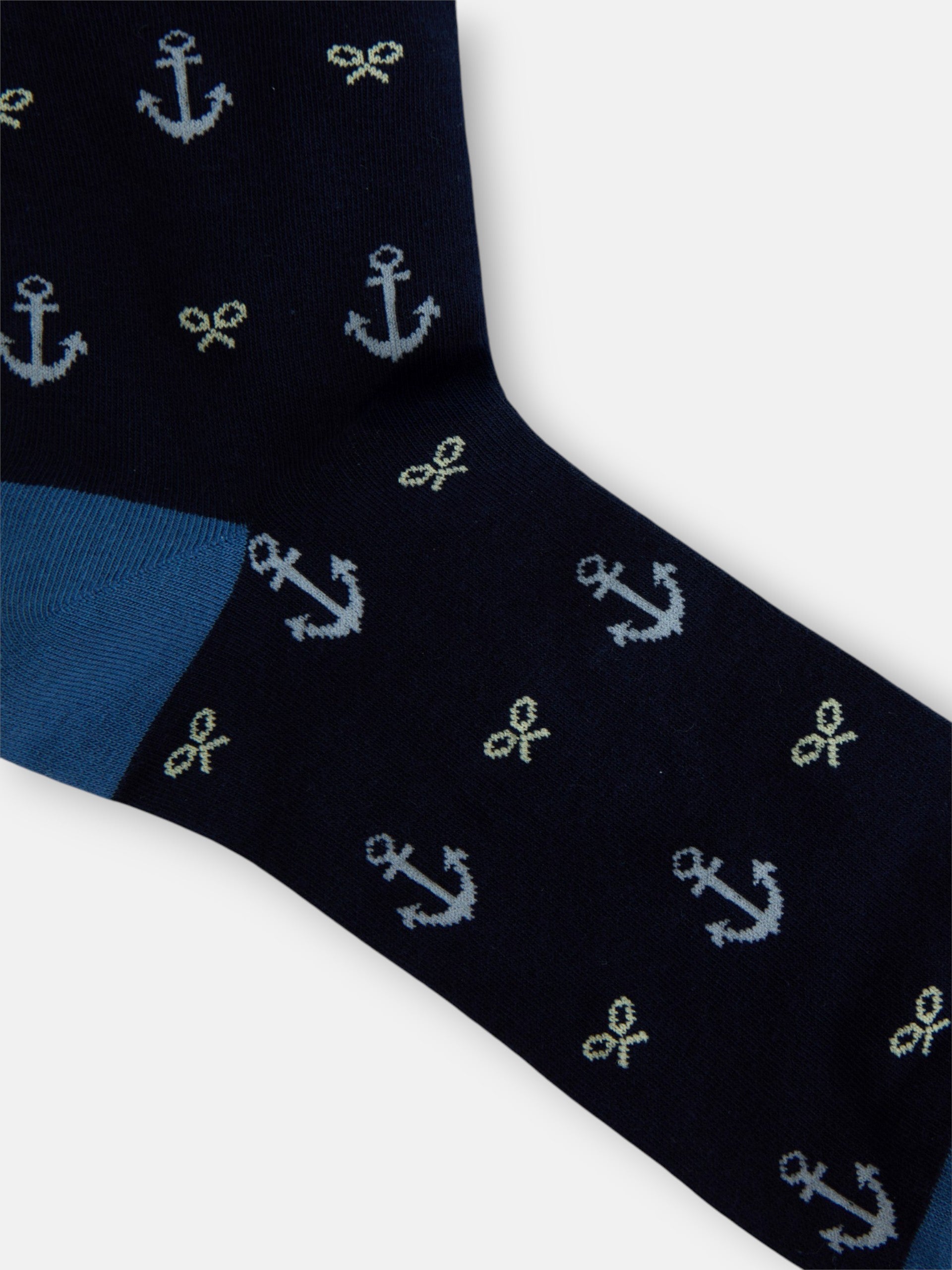 Navy blue socks with rackets and anchors
