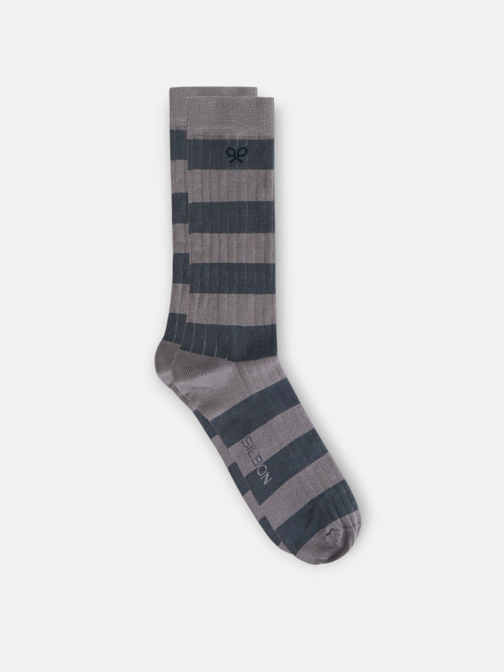 Wide stripe bicolor green sock