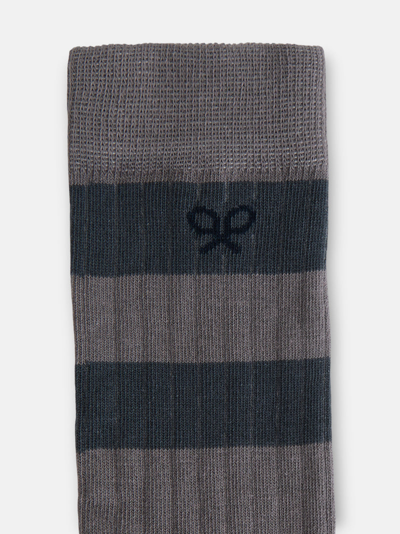 Wide stripe bicolor green sock