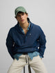 Blue denim windbreaker with hood
