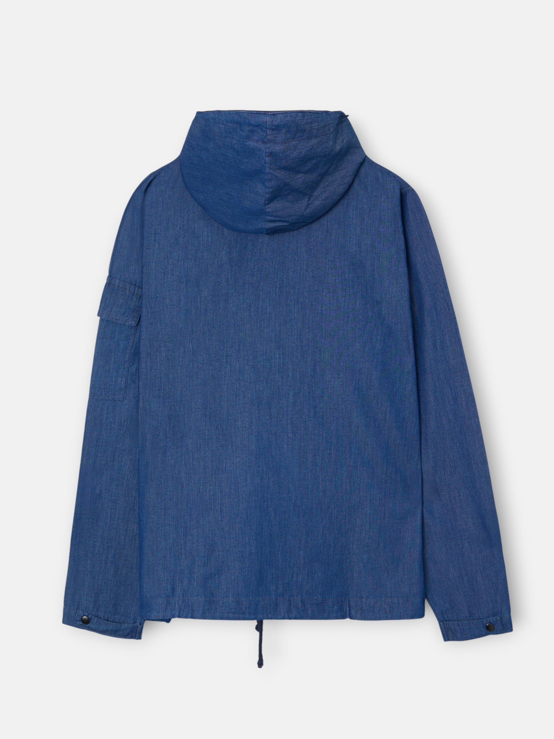 Blue denim windbreaker with hood