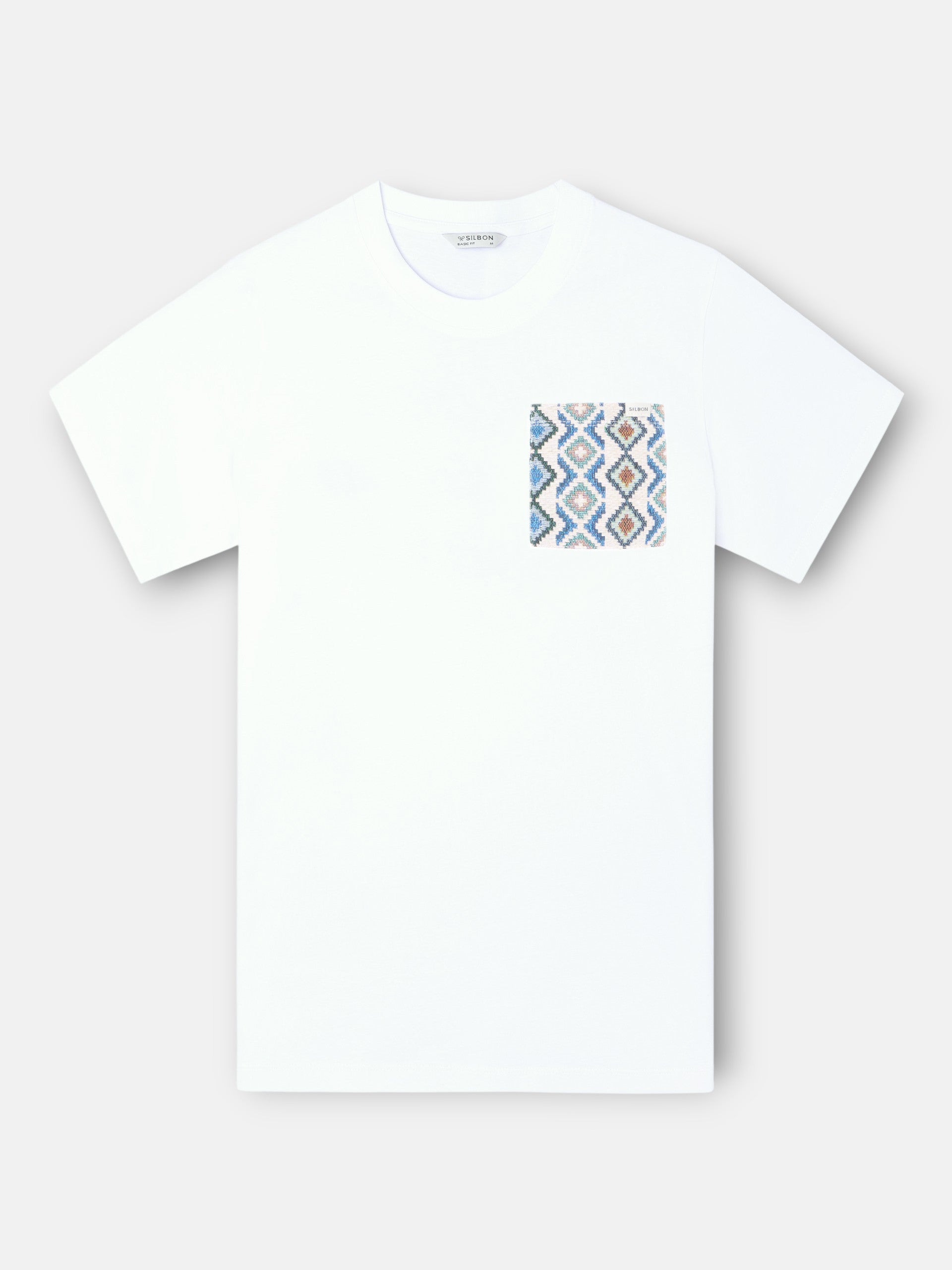 Camiseta bolsillo etnico blanco
